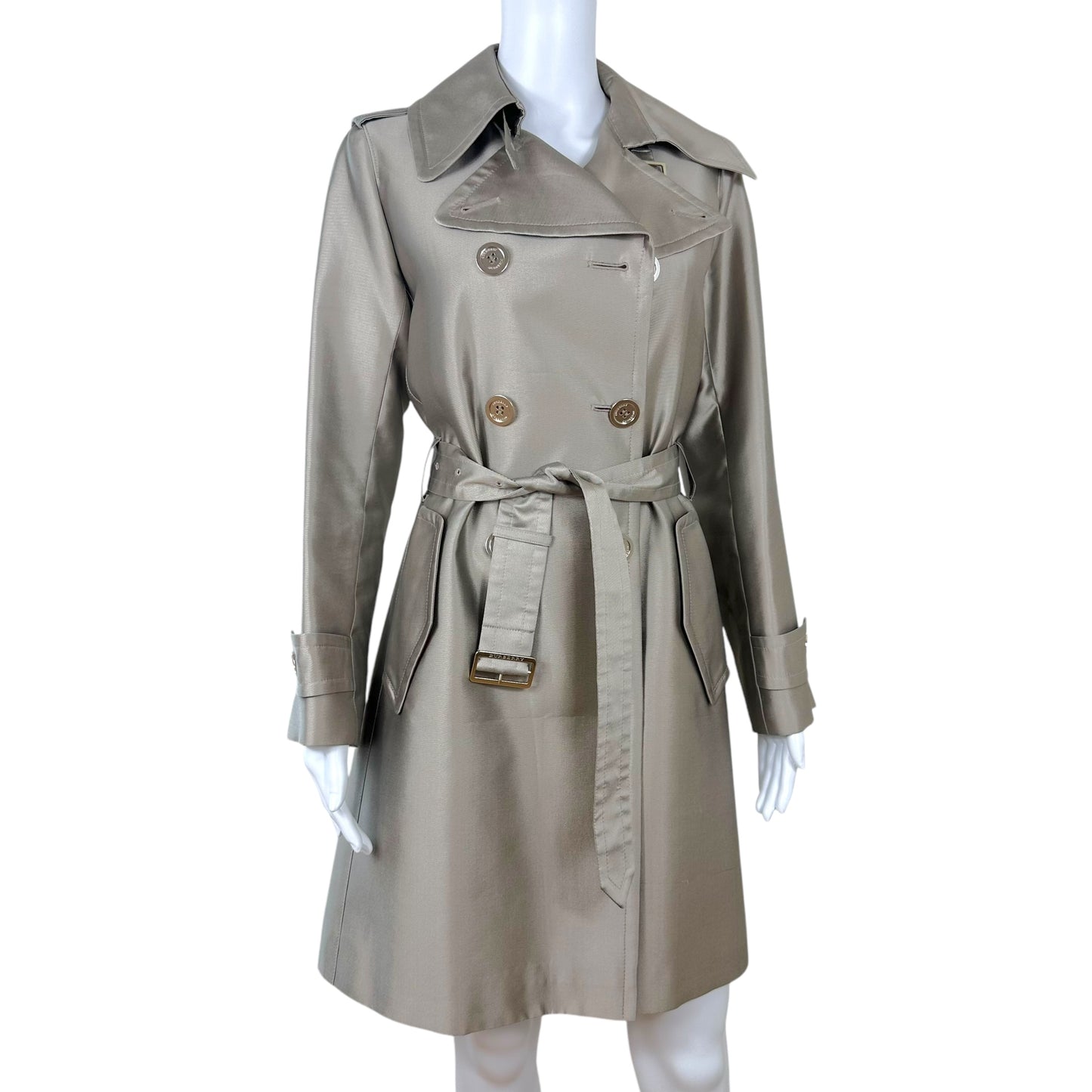 Burberry London Beige Silk Trench Coat