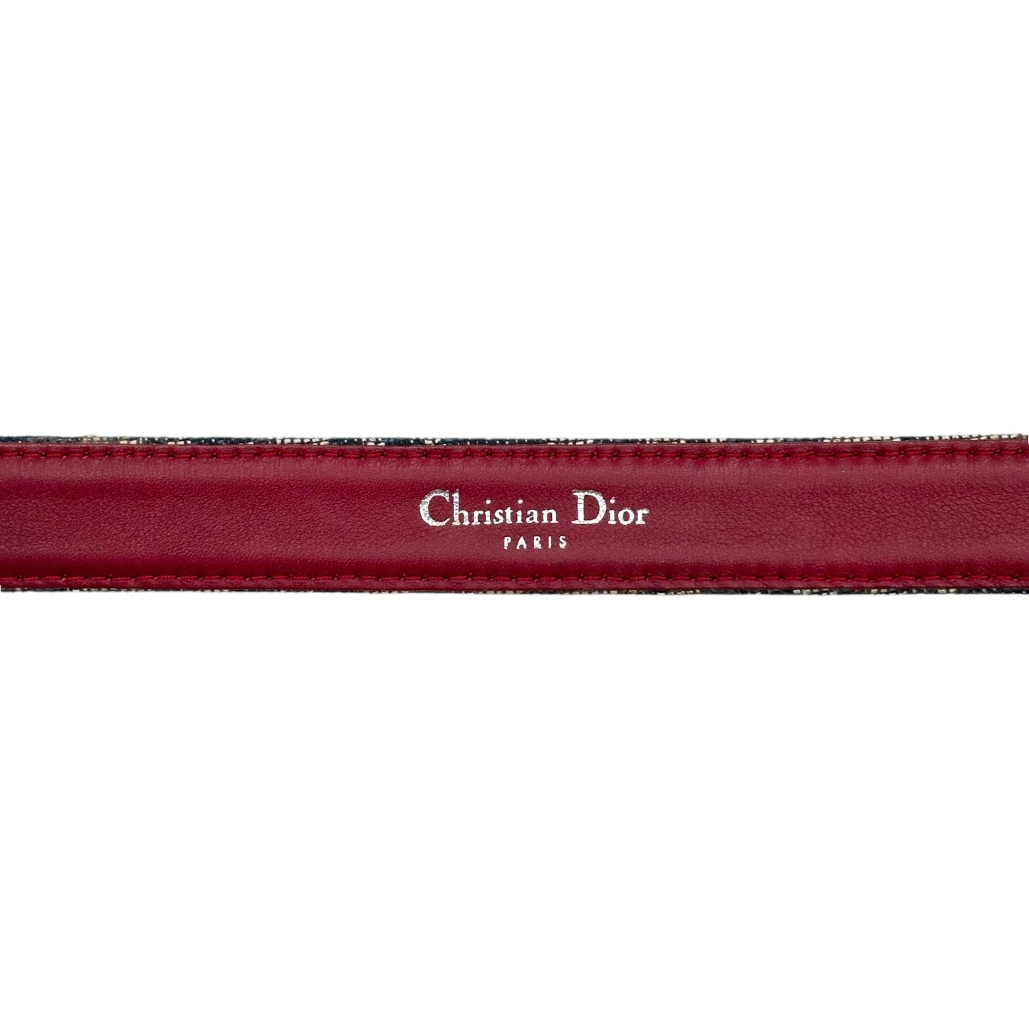Christian Dior Burgundy & Navy Trotter Monogram Logo Belt