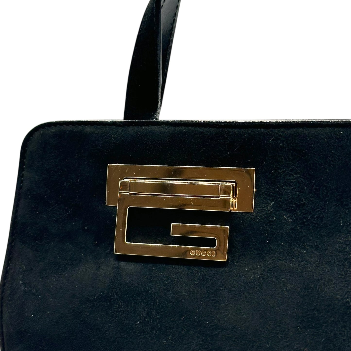 Gucci by Tom Ford Black Suede G Top Handle Bag