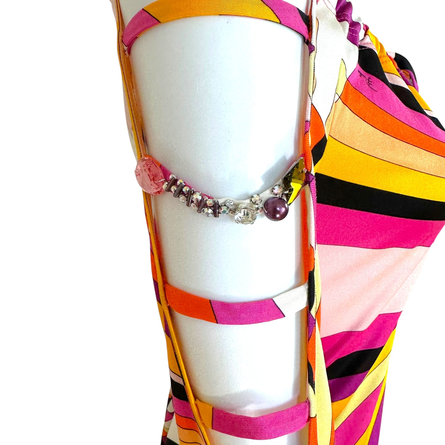 Emilio Pucci Beaded Pink Printed Cut-Out Blouse