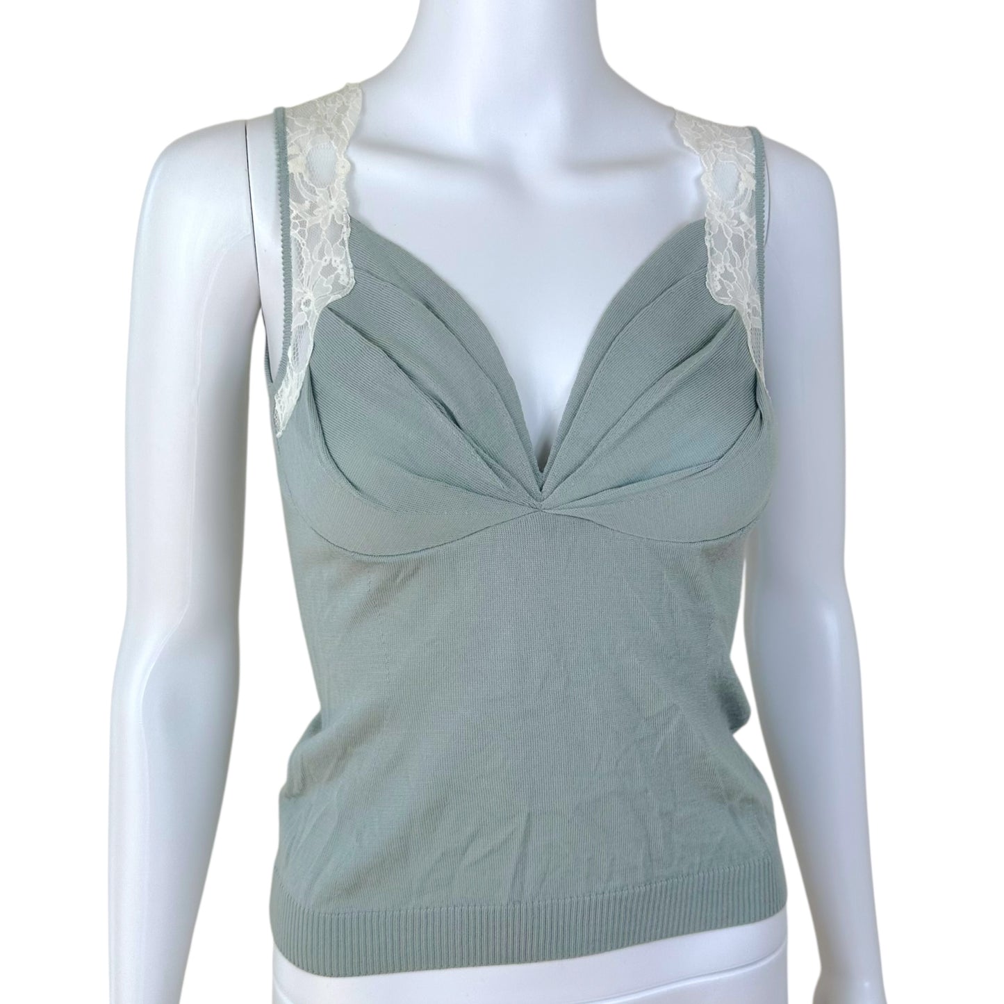 Christian Dior S/S 2005 Light Blue Lace Knit Tank Top NEW