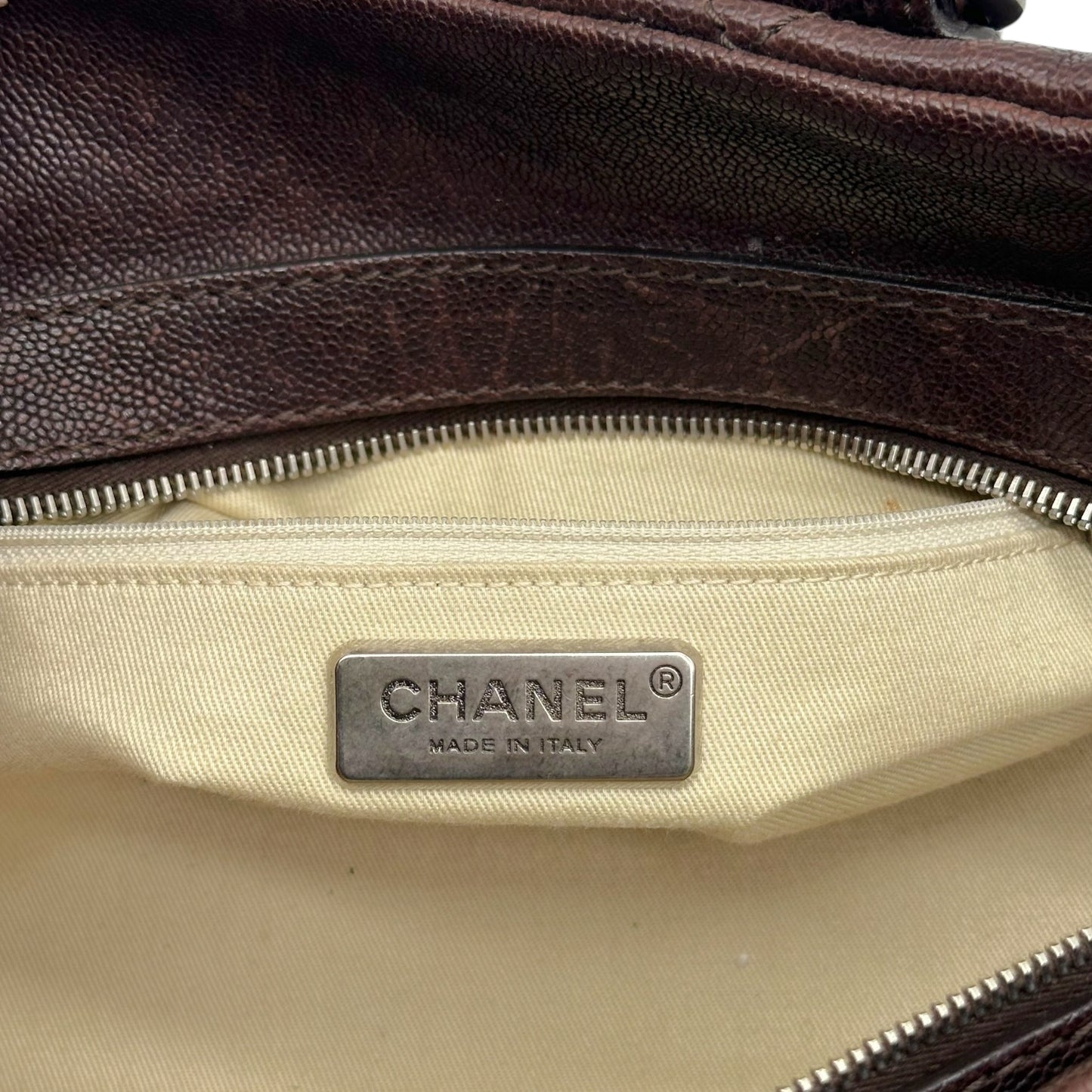 Chanel Brown Caviar Matelasse Bowler Bag 2005-06