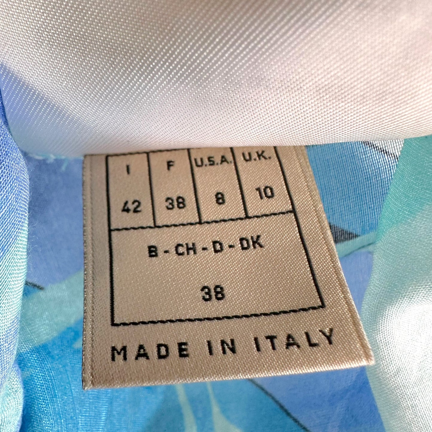 Emilio Pucci Blue & Green Printed Silk 1/2 Sleeve Blouse