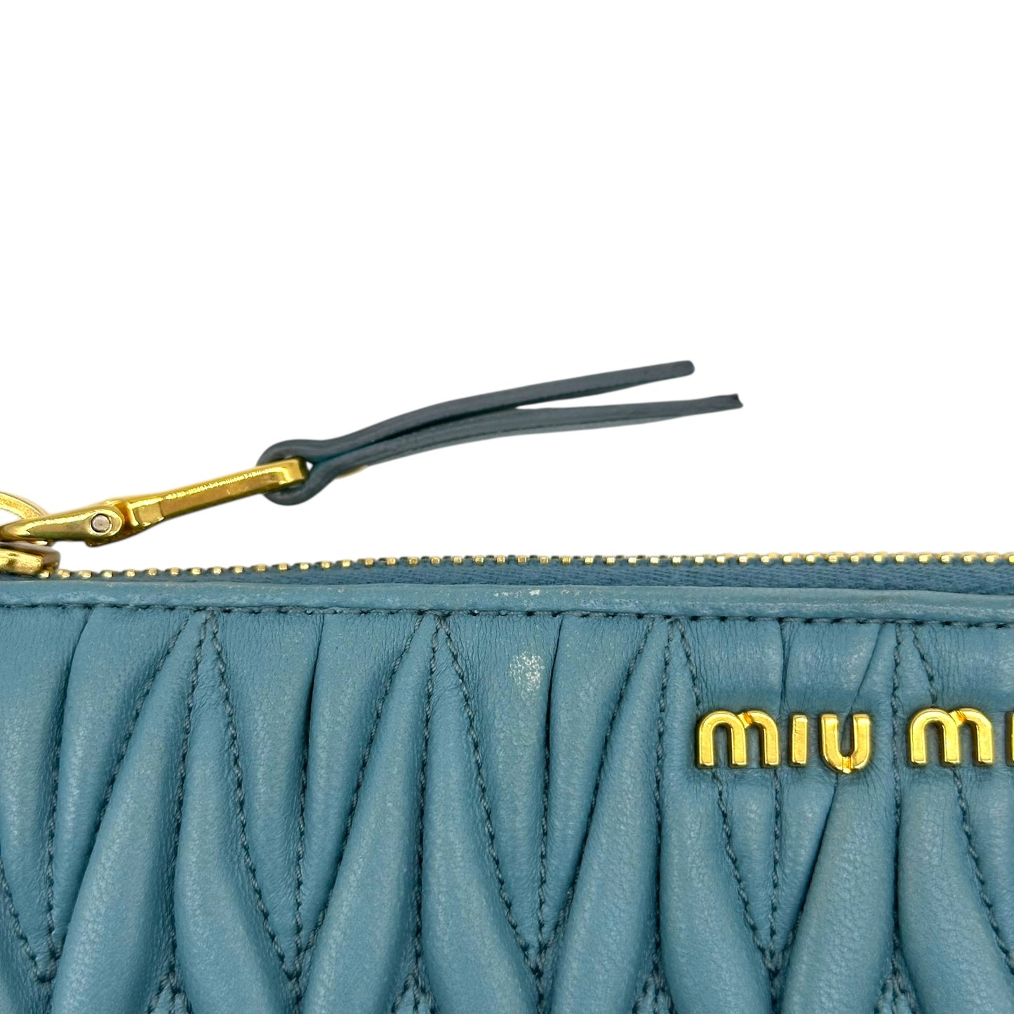 Miu Miu Blue Quilted Matelasse Leather Long Wallet - Outfit Repeater