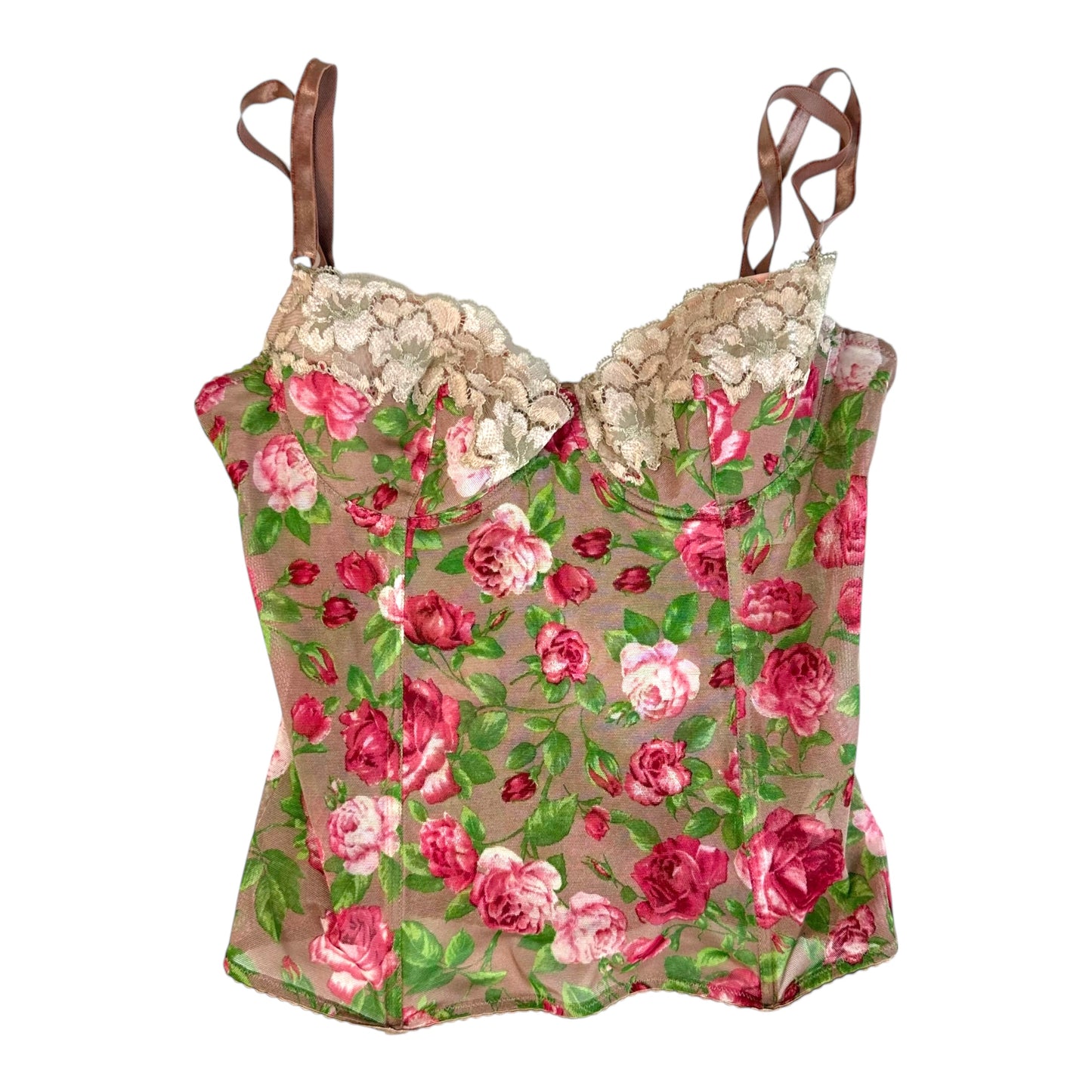 Dolce & Gabbana Floral Mesh Bustier & Thong Set