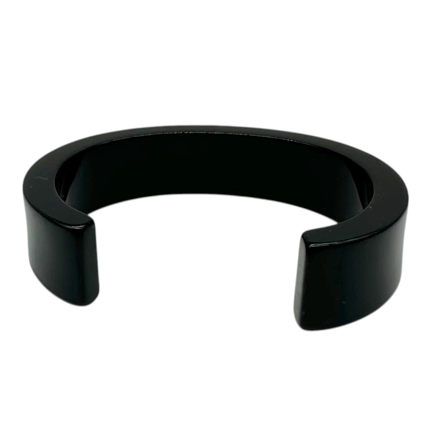 Christian Dior Black PVC Cuff Bangle Bracelet Silver Studs