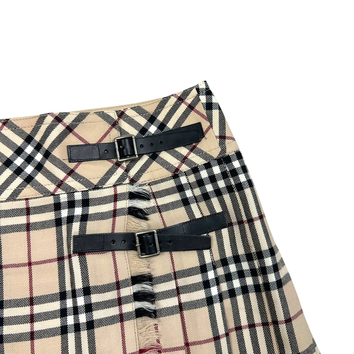 Burberry Blue Label Classic Tan Plaid Pleated Mini Skirt