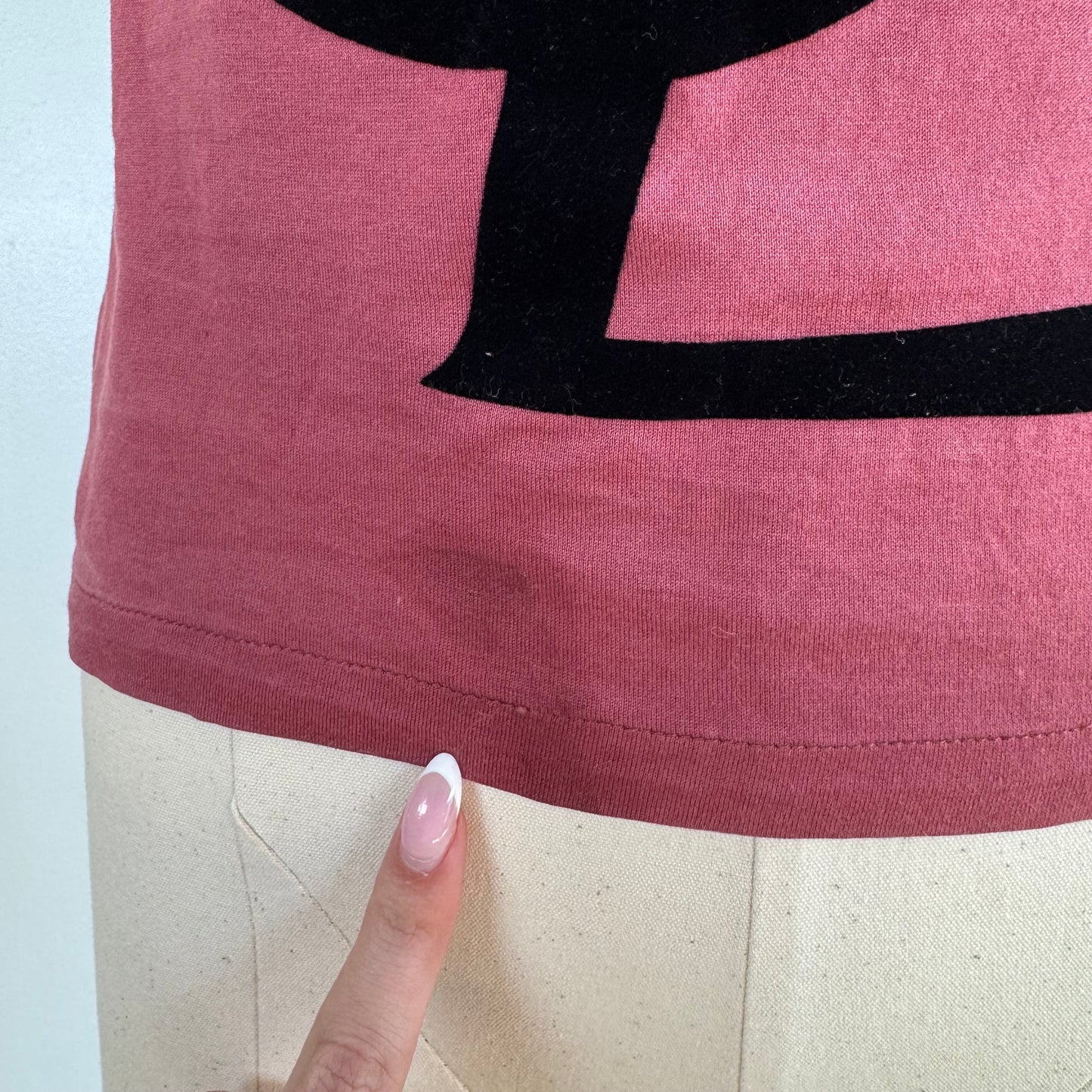 Yves Saint Laurent One Shoulder Tank Pink Black Logo
