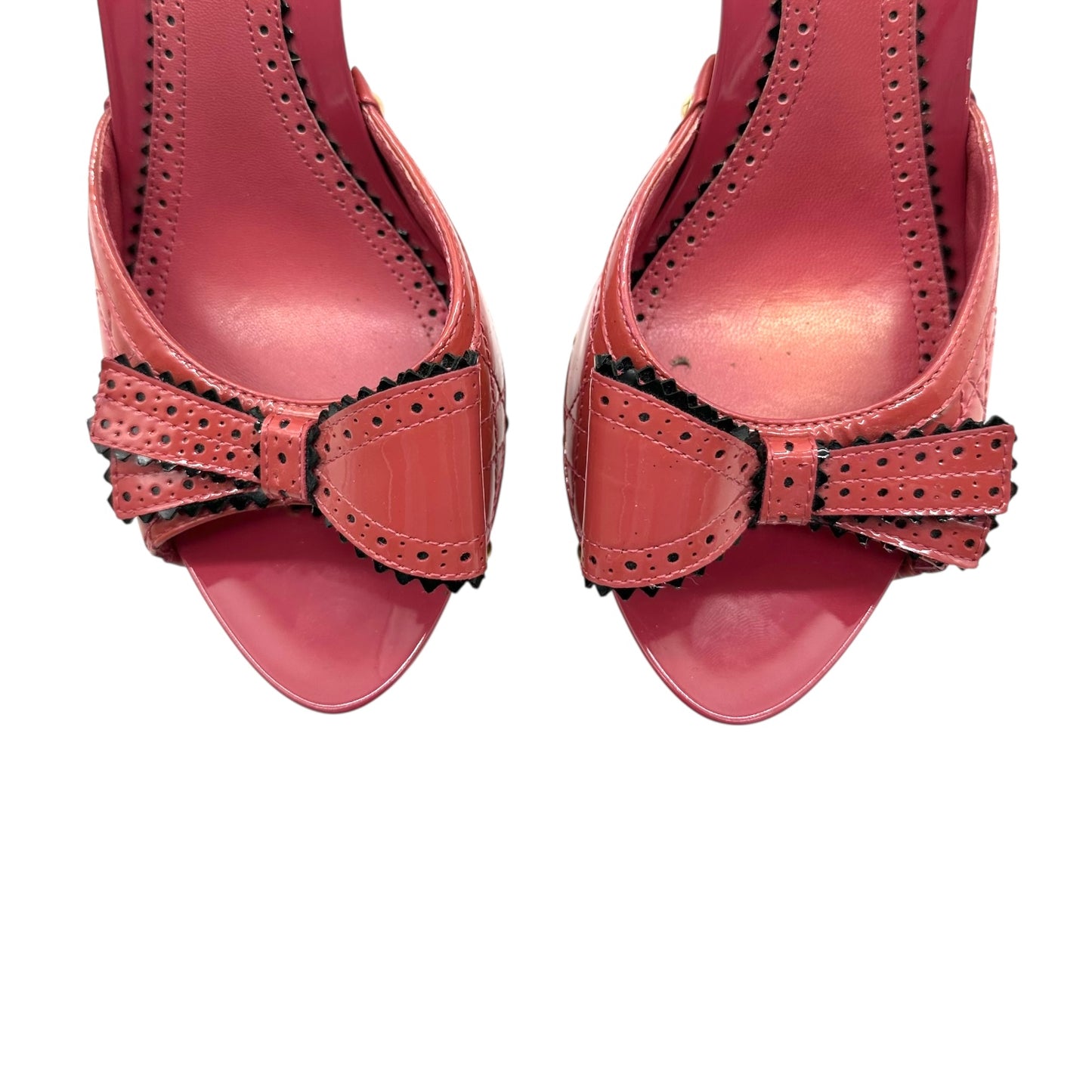 Christian Dior Coral Pink Heeled Bow Mules