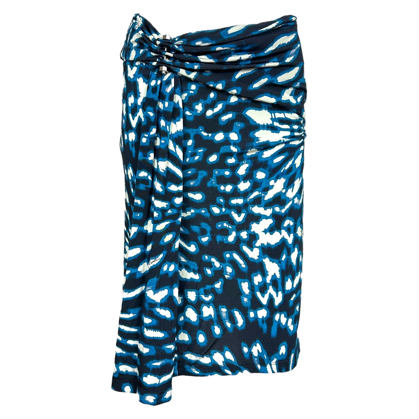 Just Cavalli Roberto Cavalli Black & Blue Printed Midi Skirt