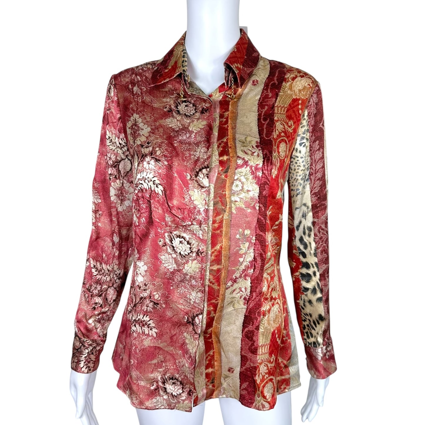 Roberto Cavalli 2005 Silk Striped Blouse