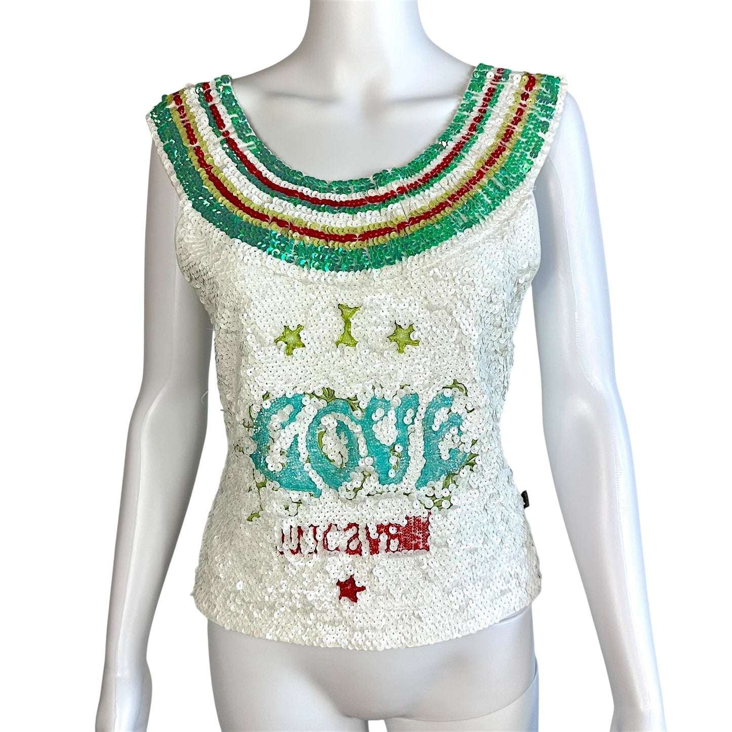 Just Cavalli Roberto Cavalli Love Sequin Knit Crop Tank