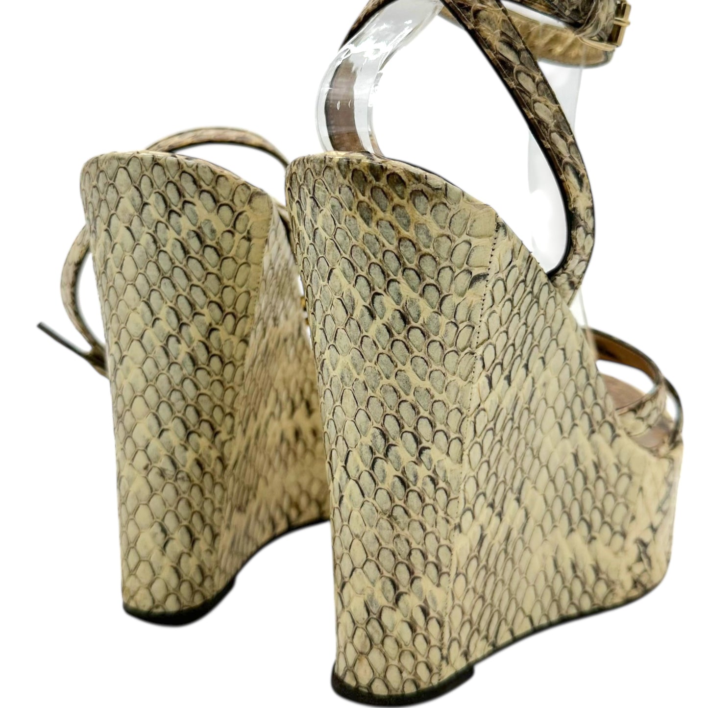 Dolce & Gabbana Ivory Snakeskin Wedge Sandals