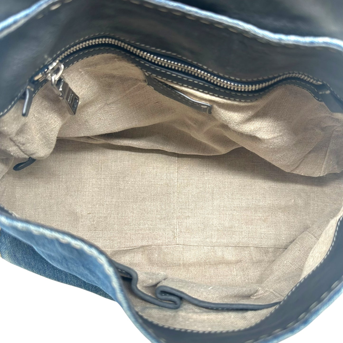 Prada Distressed Denim Turnlock Shoulder Bag