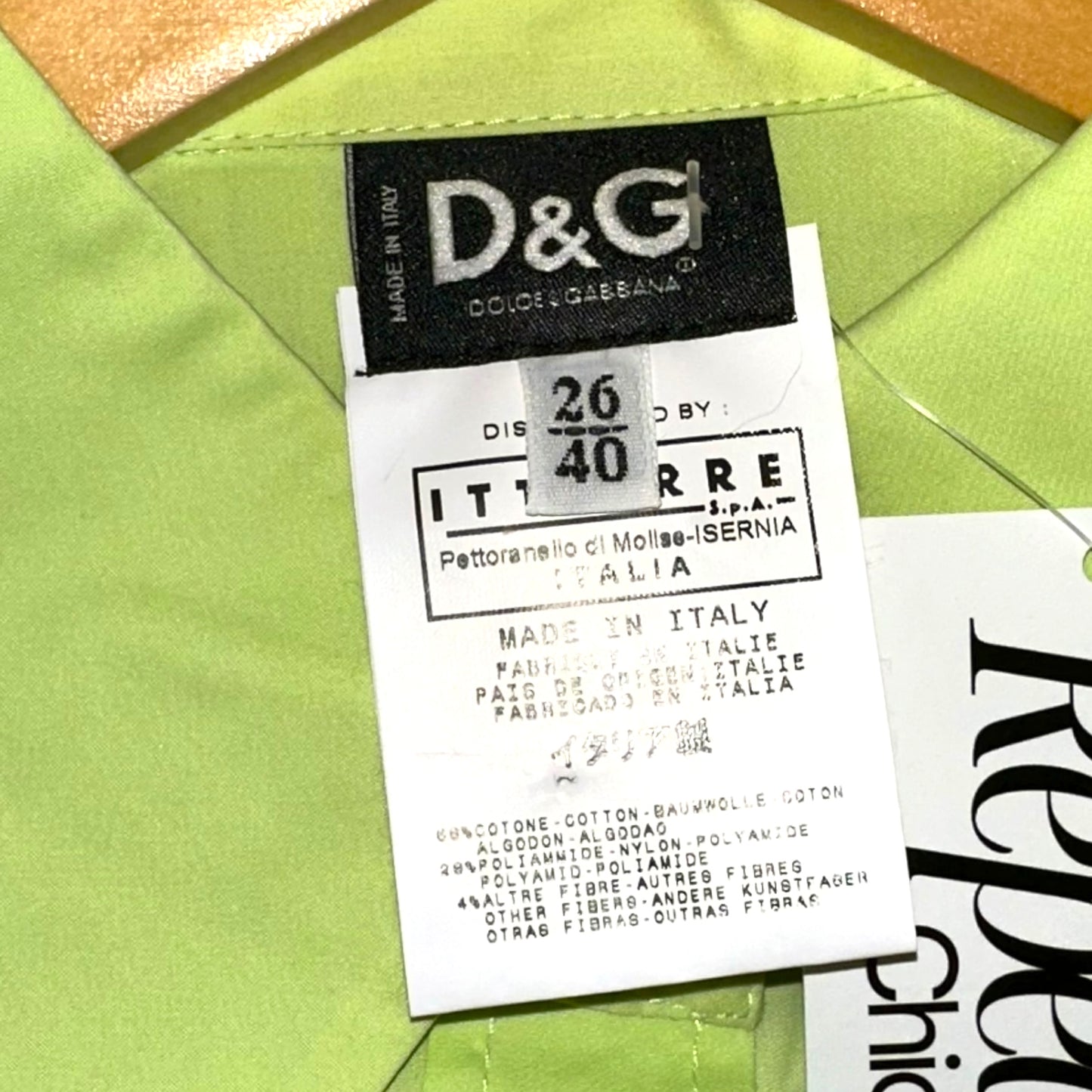 D&G Dolce & Gabbana Bright Green Sleeveless Button Up Blouse