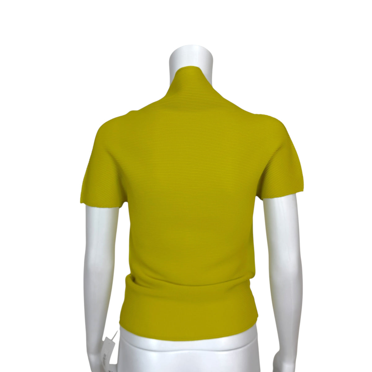 Issey Miyake Pleats Please Bright Green Waffle-Pleat High Neck T-Shirt
