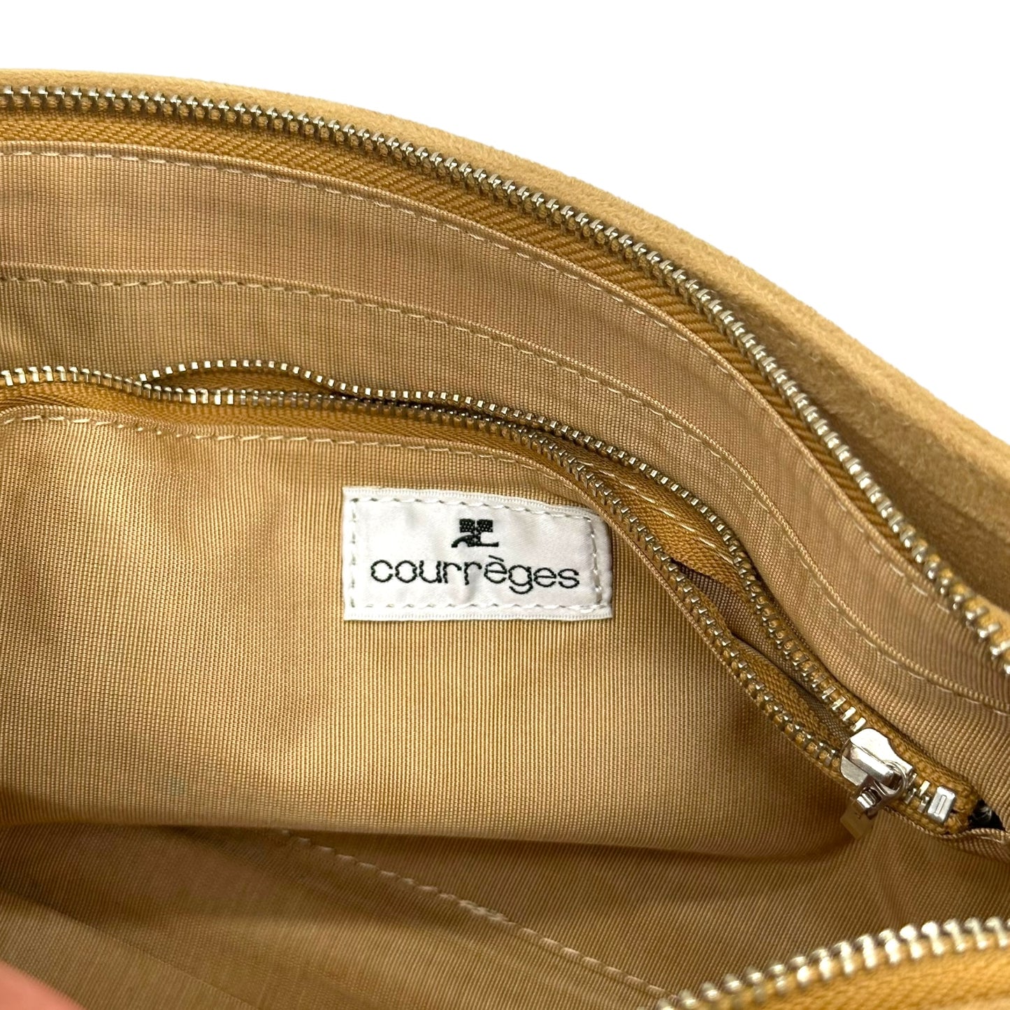Courreges Tan Faux Suede & Fur Shoulder Bag