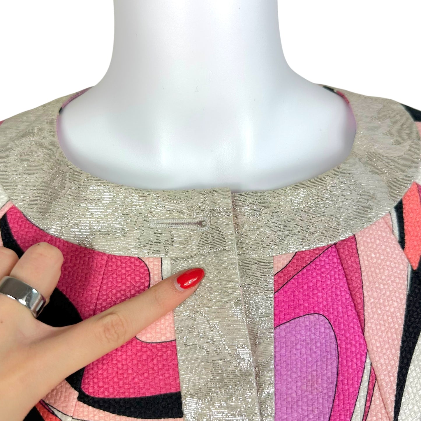 Emilio Pucci Pink Printed Crop Jacket & Mini Skirt Set