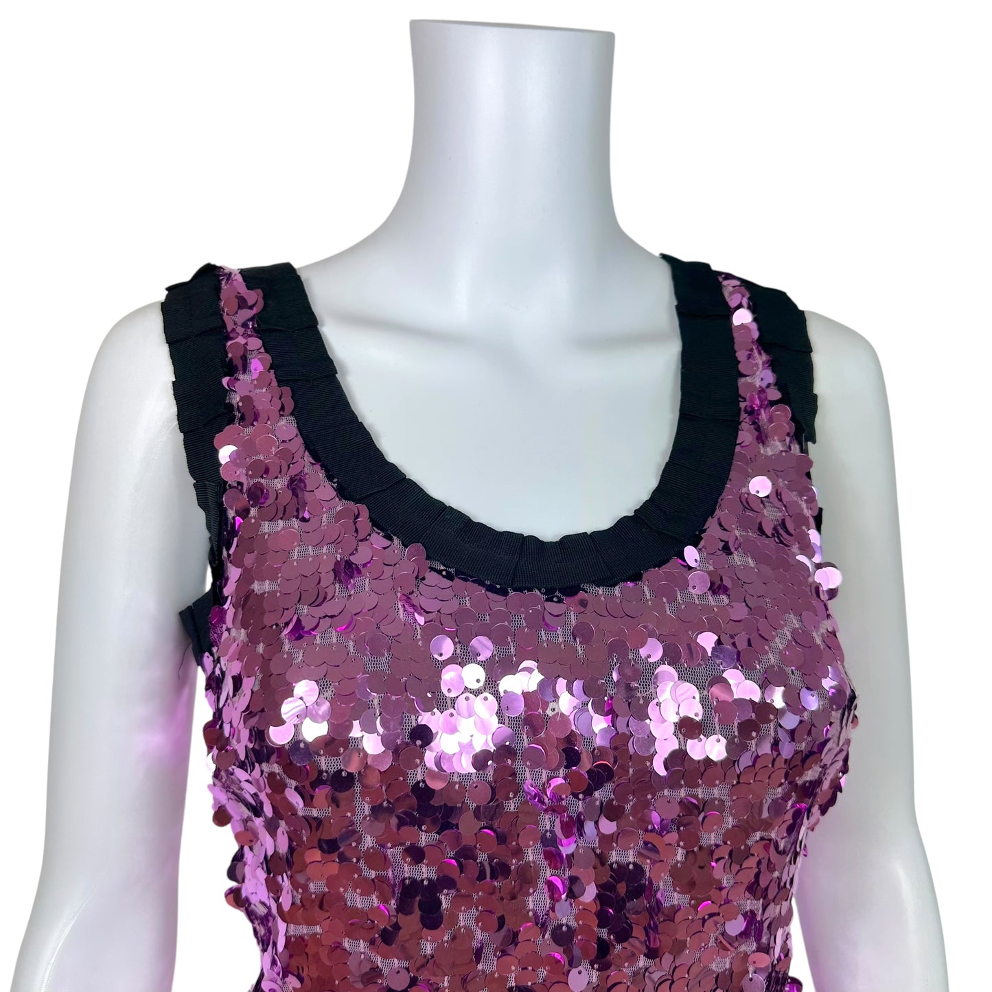 D&G Dolce & Gabbana Purple Sequin Mini Tank Dress