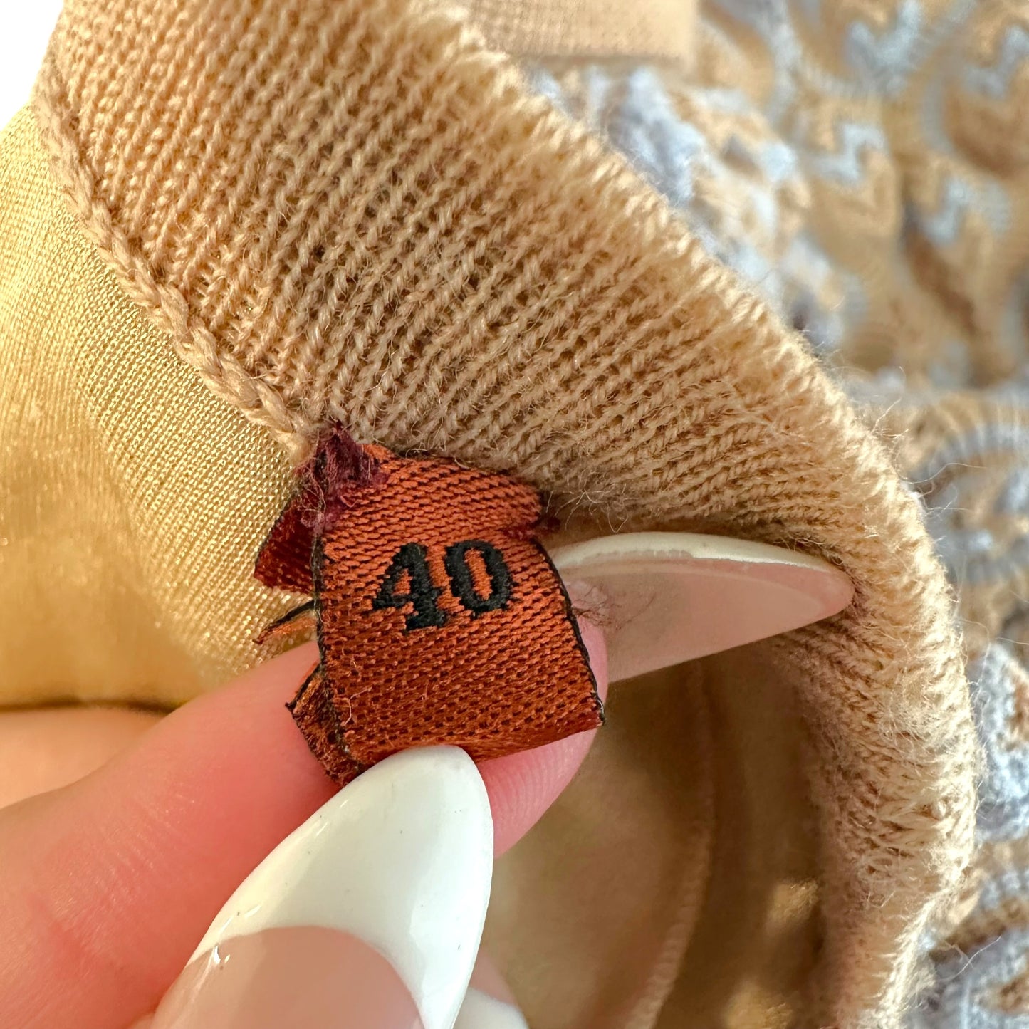 Missoni Beige & Blue Chevron Knit Midi Skirt
