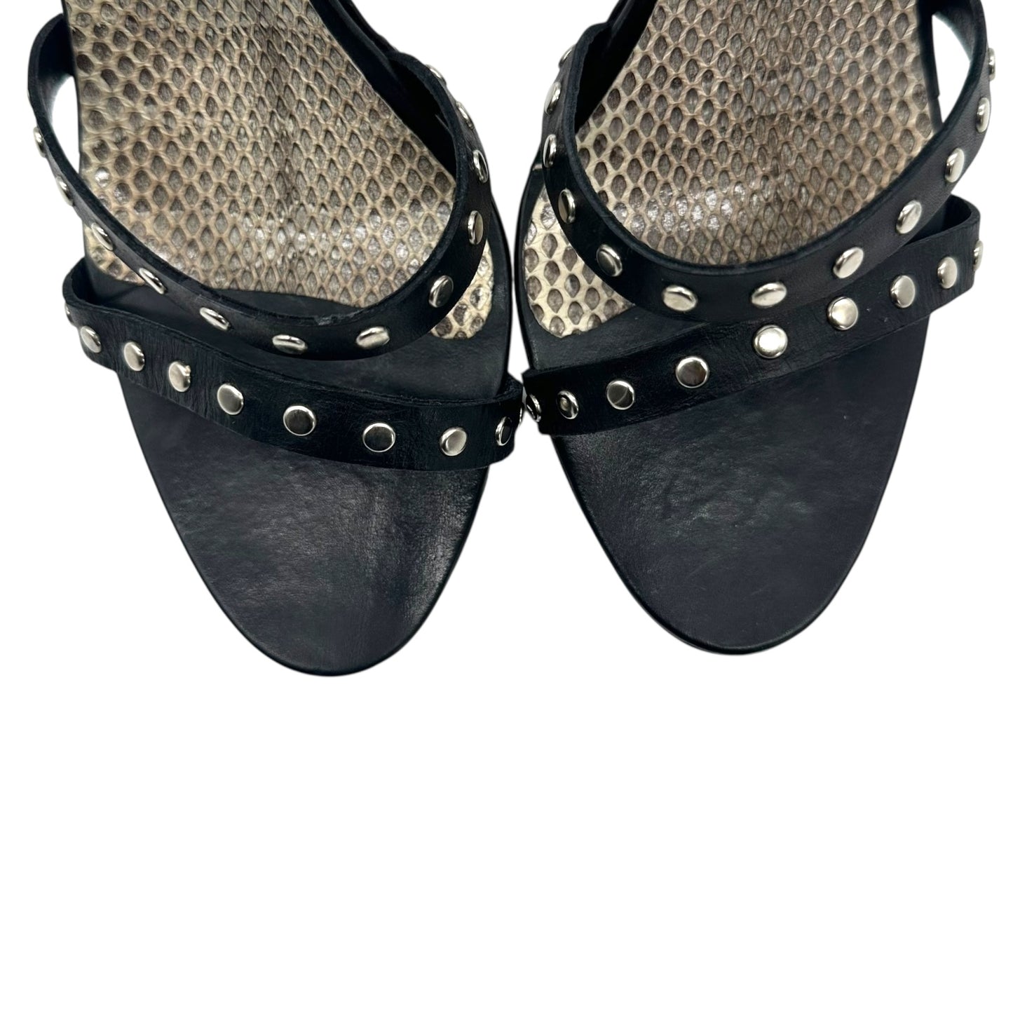 Manolo Blahnik Black Studded Strappy Sandal Heels