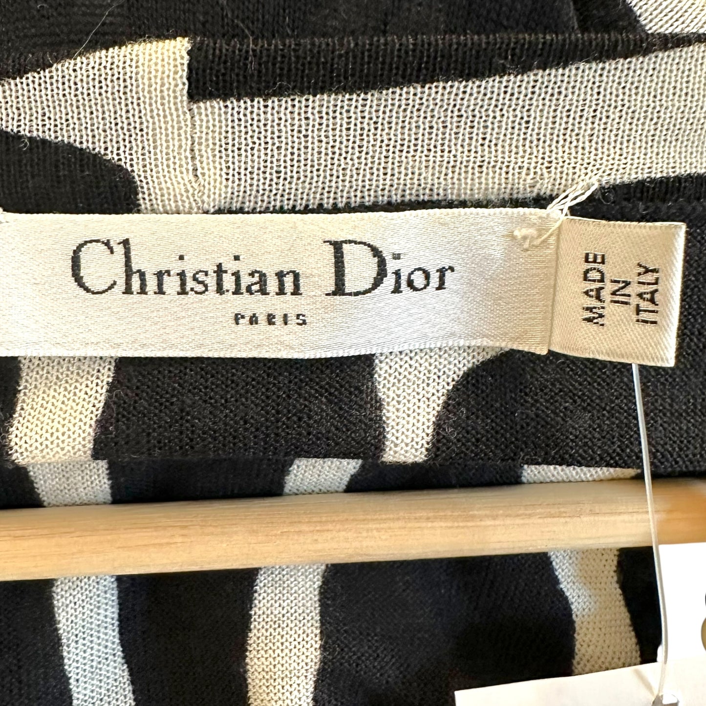 Christian Dior Zebra Print Knit Cardigan Silk Wool