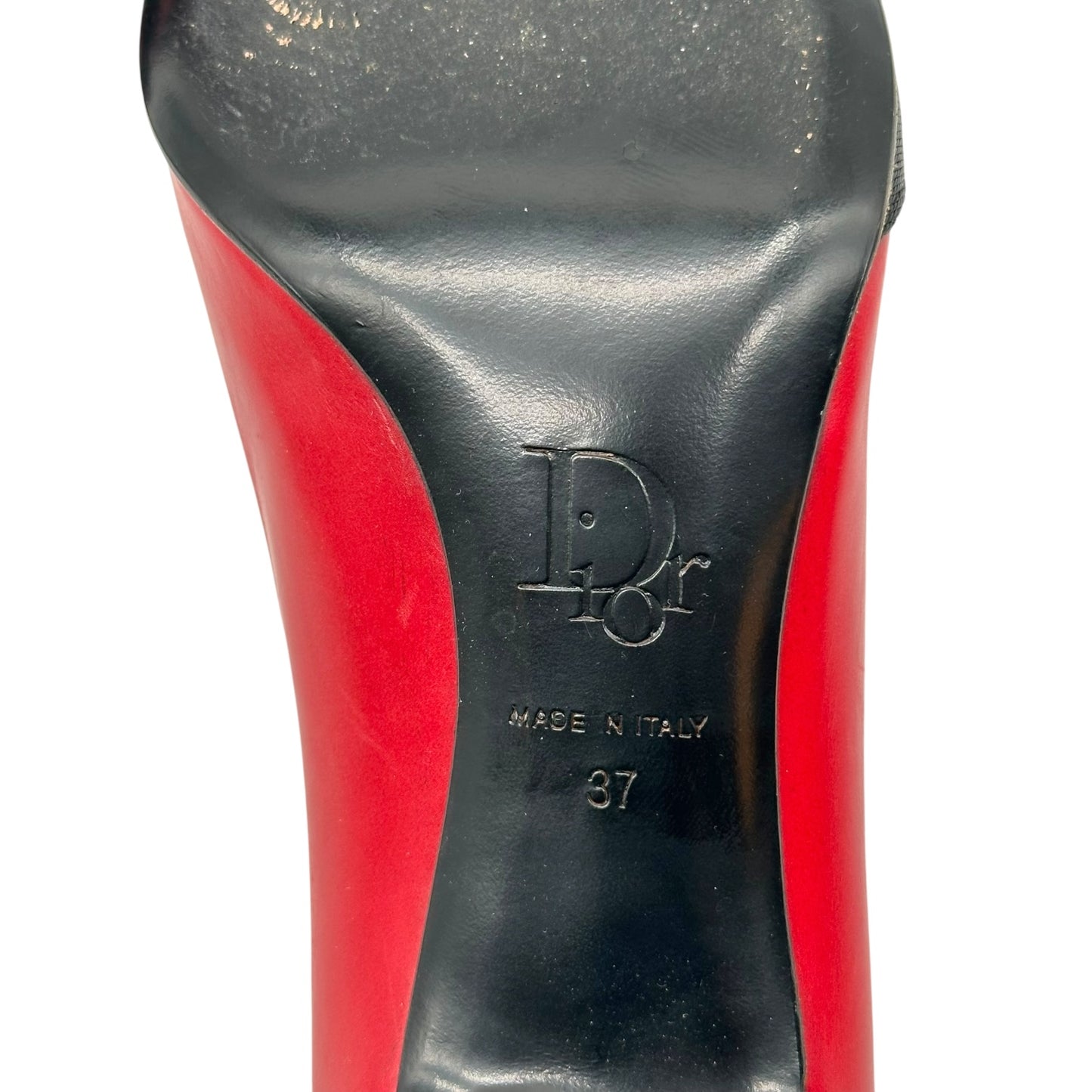 Christian Dior Hardcore Red & Black Logo Strap Heels