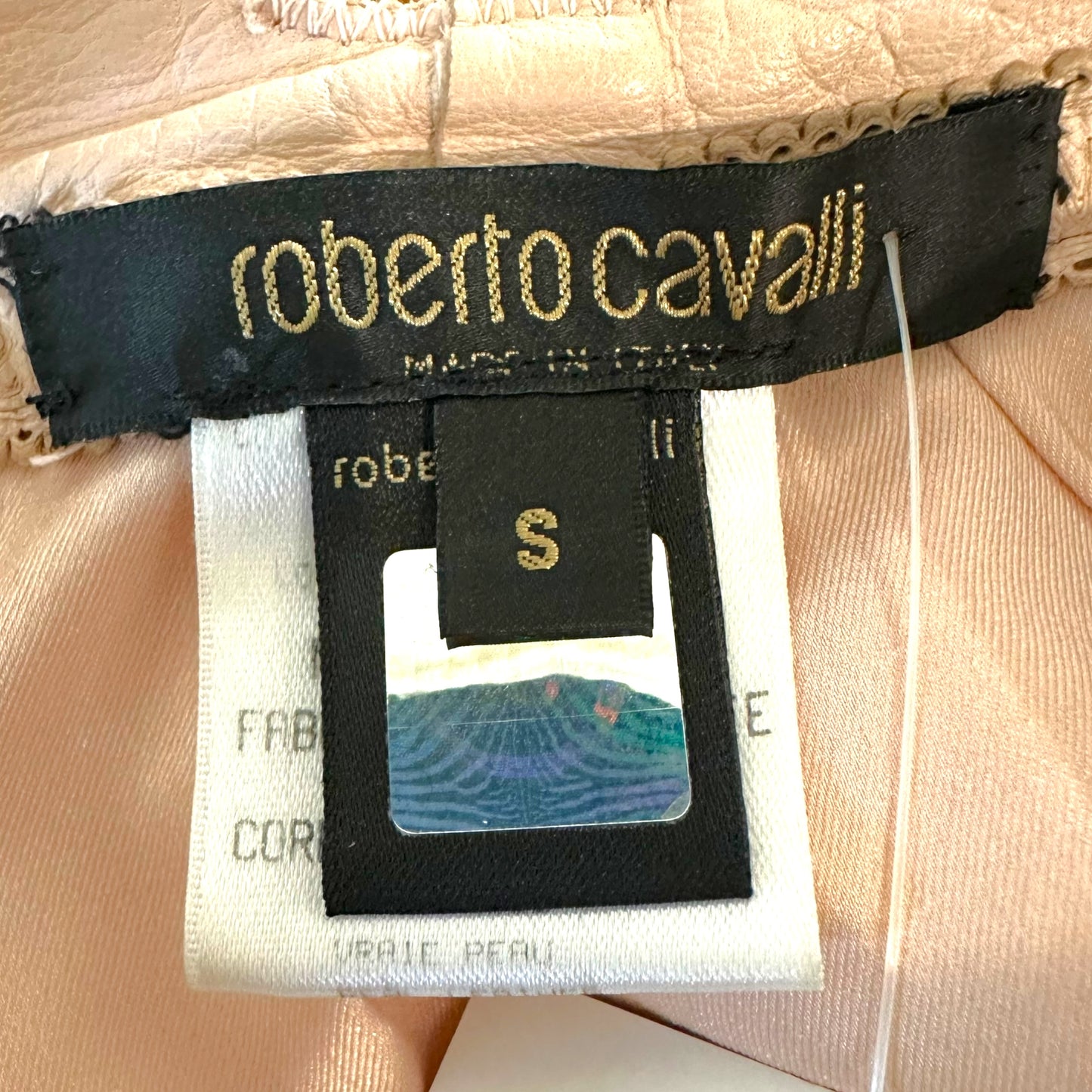 Roberto Cavalli 2003 Pink Leather Tie Waist Mini Skirt