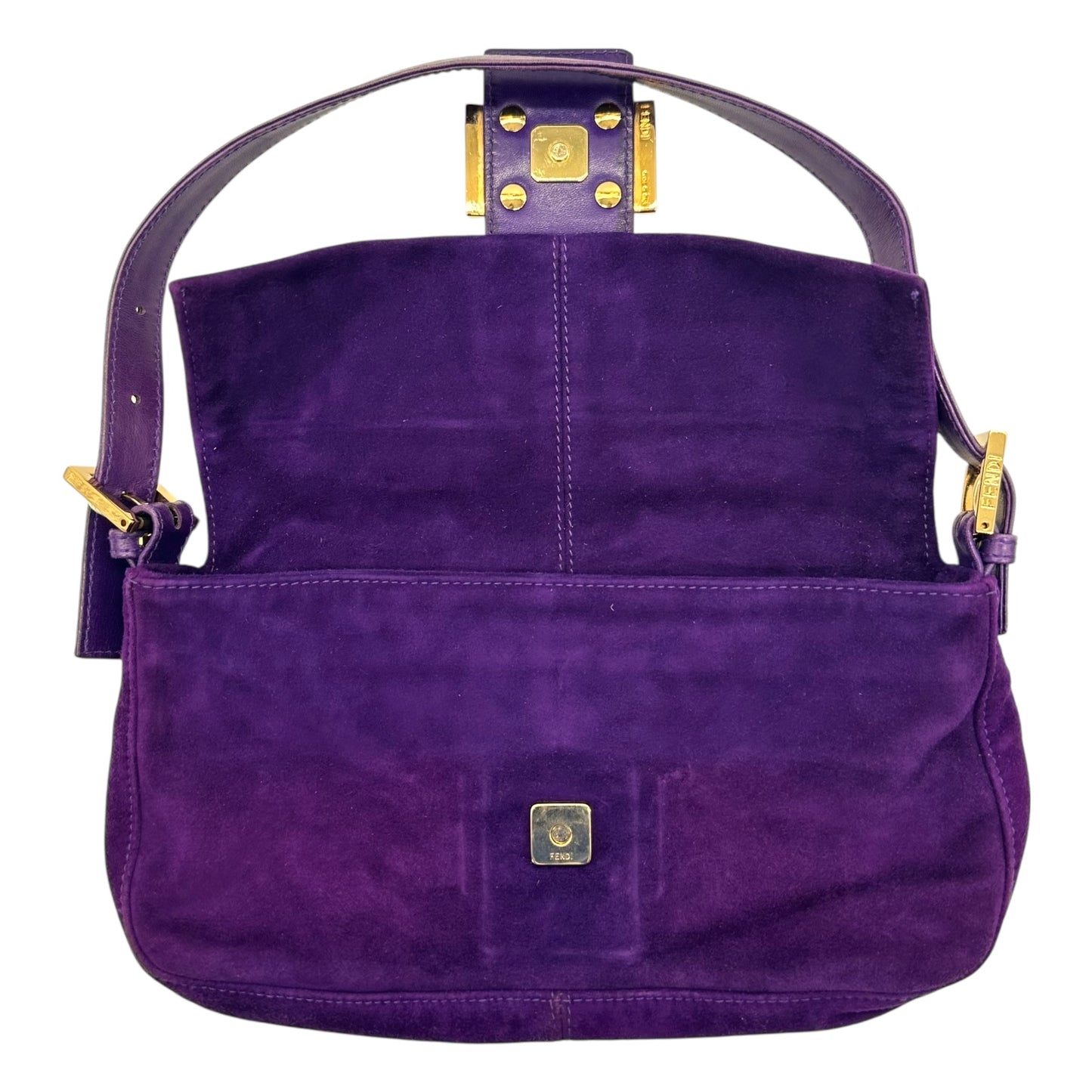 Fendi Purple Suede & Gold Baguette Bag