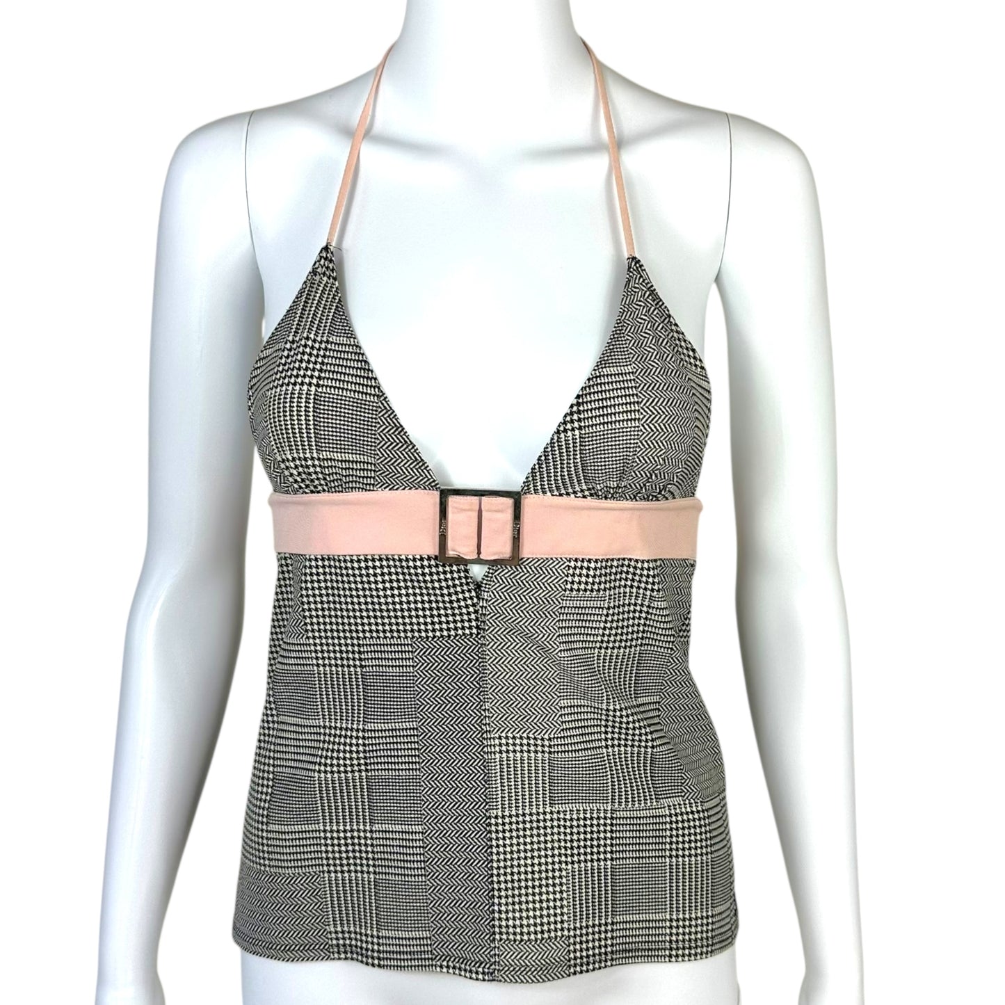 Christian Dior S/S 2006 Houndstooth Halter Tank