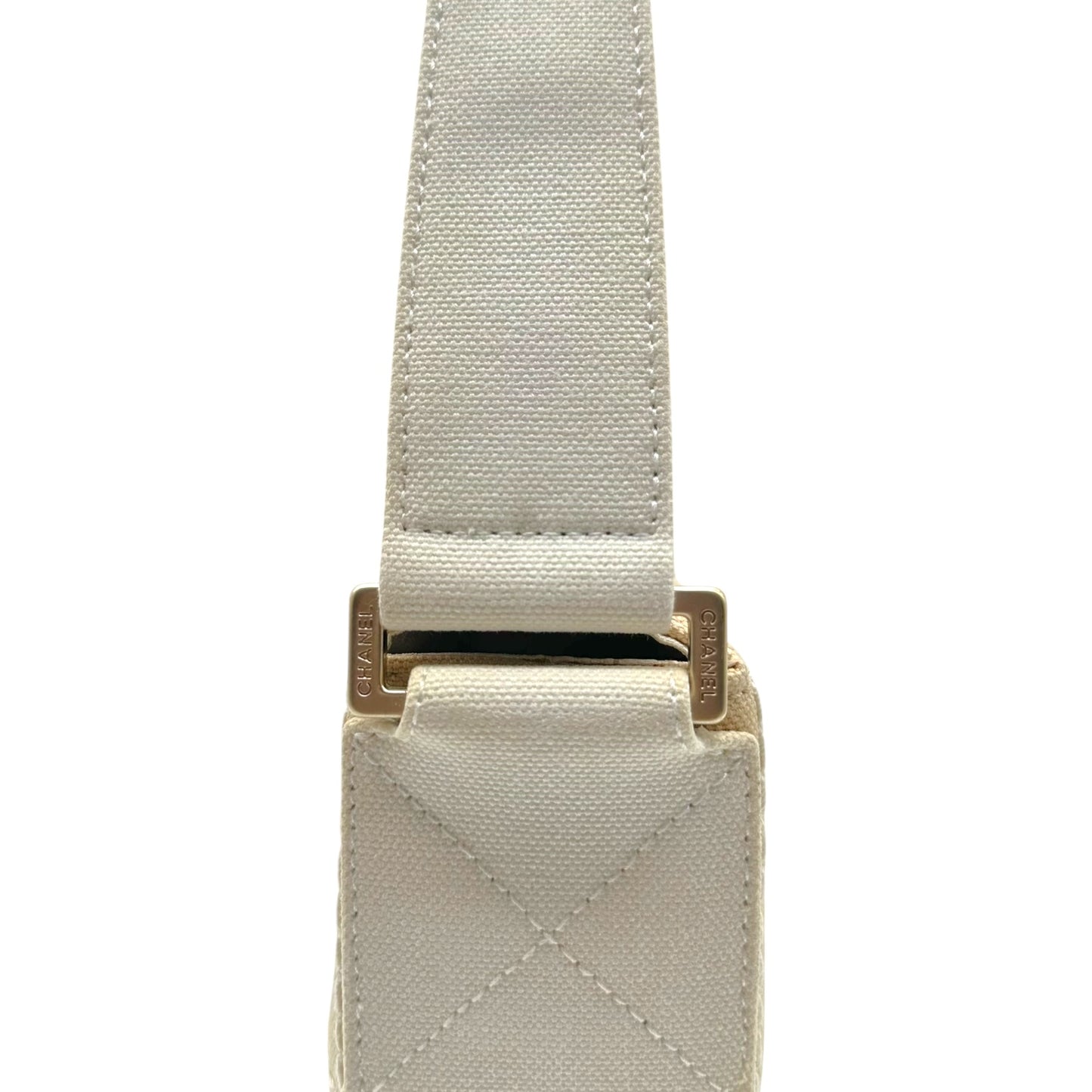 Chanel Ivory Embroidered Logo Chocolate Bar Mini Bag