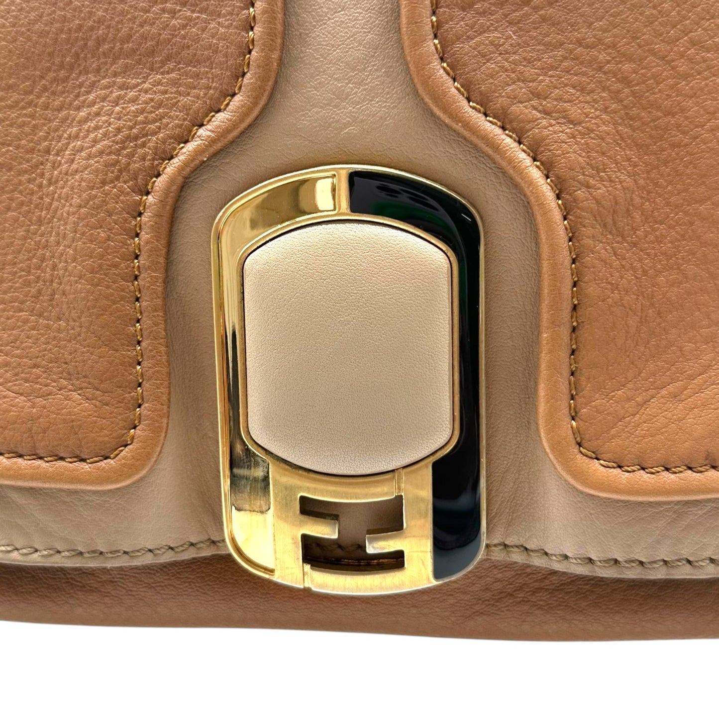 Fendi Tan Leather Anna 2-Way Satchel Bag