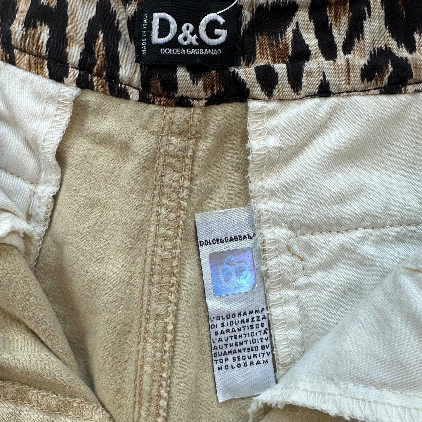 Dolce & Gabbana 2003 Beige Studded Cargo Pants