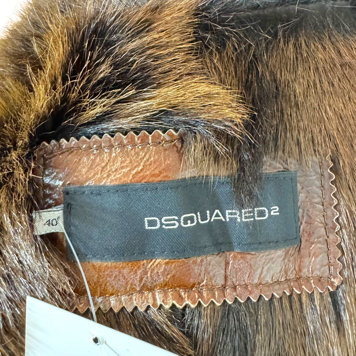 Dsquared2 Brown Leather & Fur Jacket