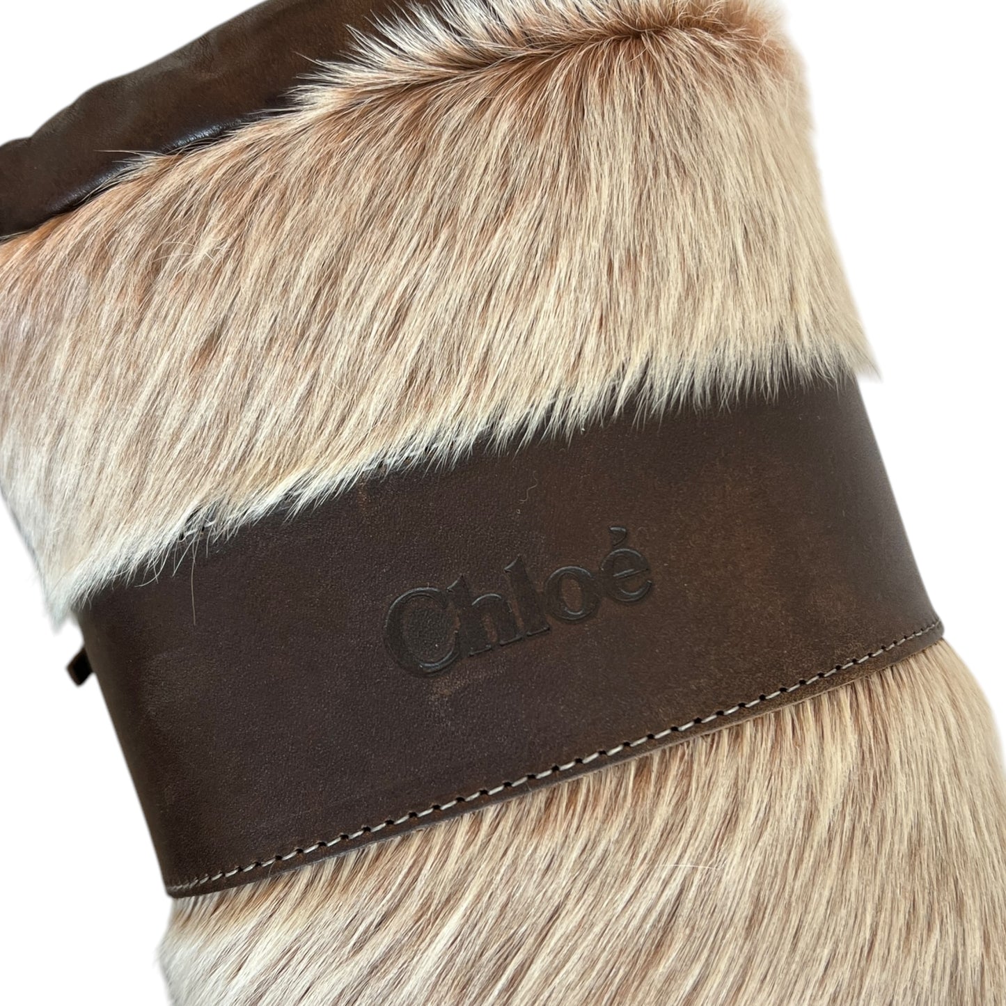 Chloé Brown Leather & Fur Moon Boots