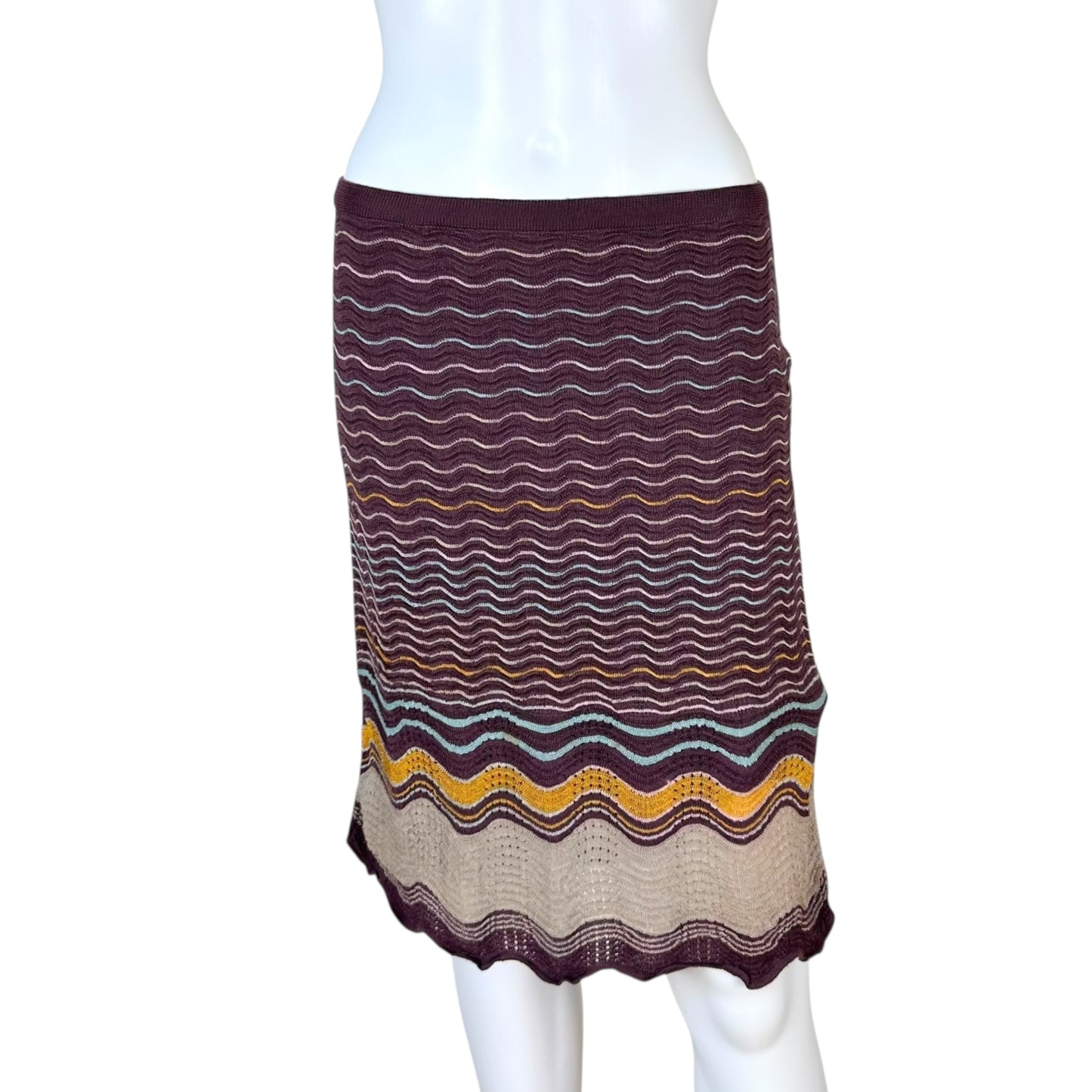 M Missoni Purple Multicolor Knit Midi Skirt