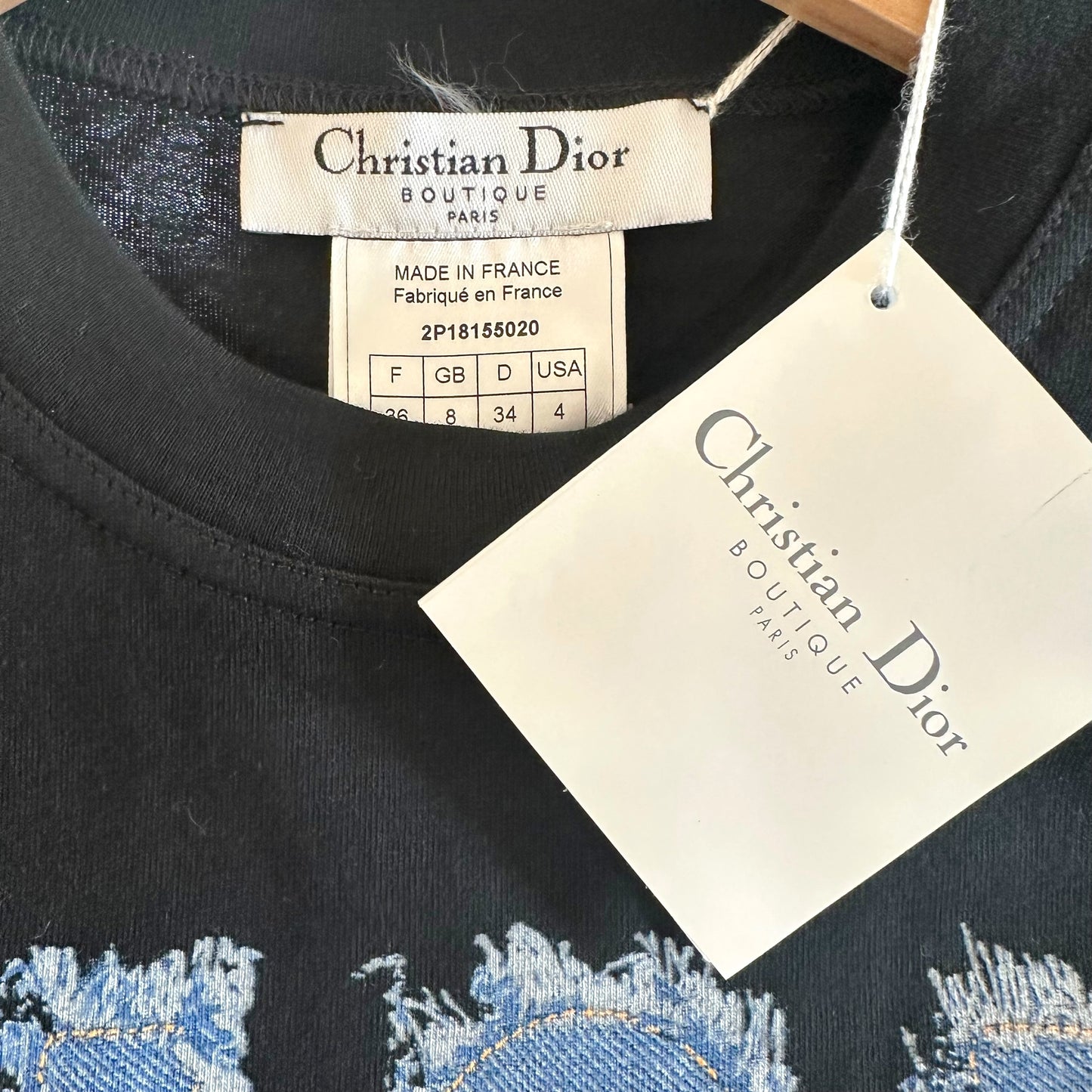 Christian Dior S/S 2002 Black Denim Logo T-Shirt NEW