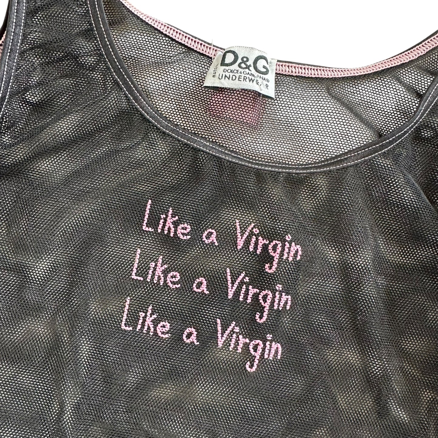 D&G Dolce & Gabbana 'Like a Virgin' Embroidered Mesh Tank