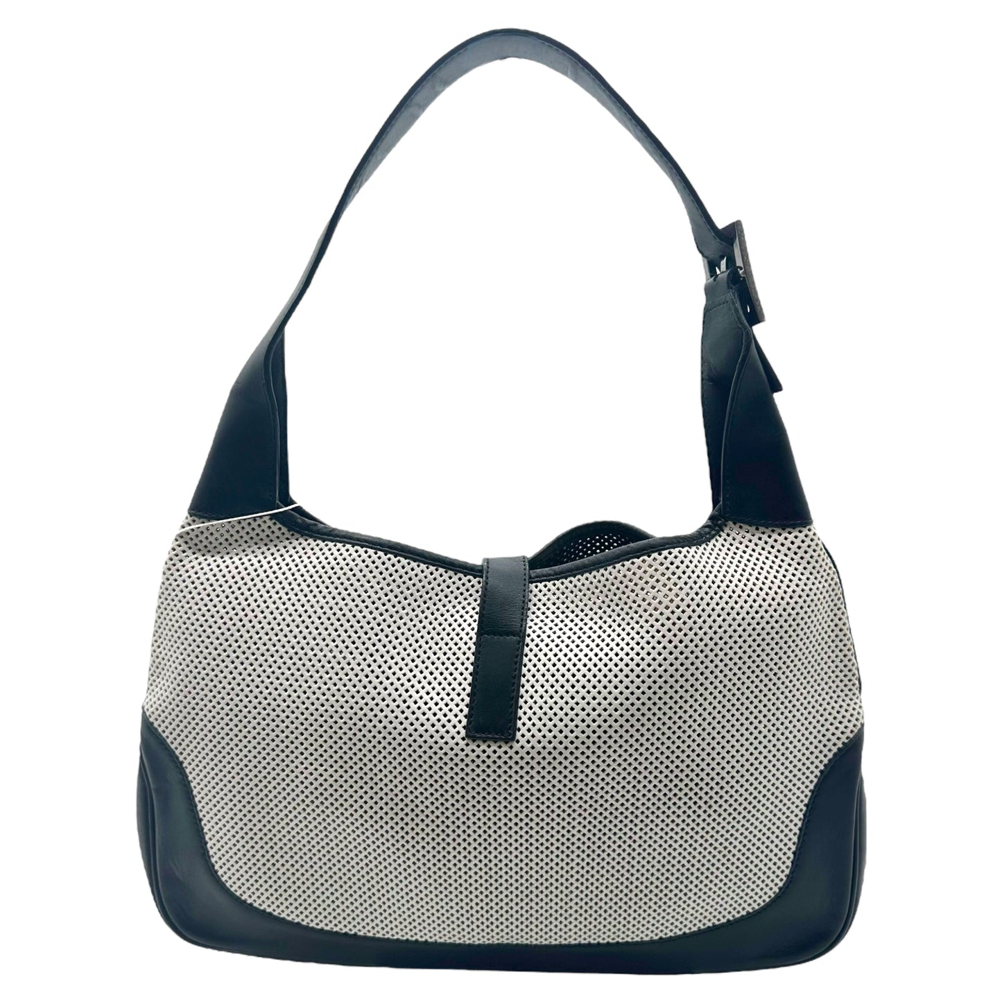Gucci Black & White Perforated Leather Jackie Shoulder Bag