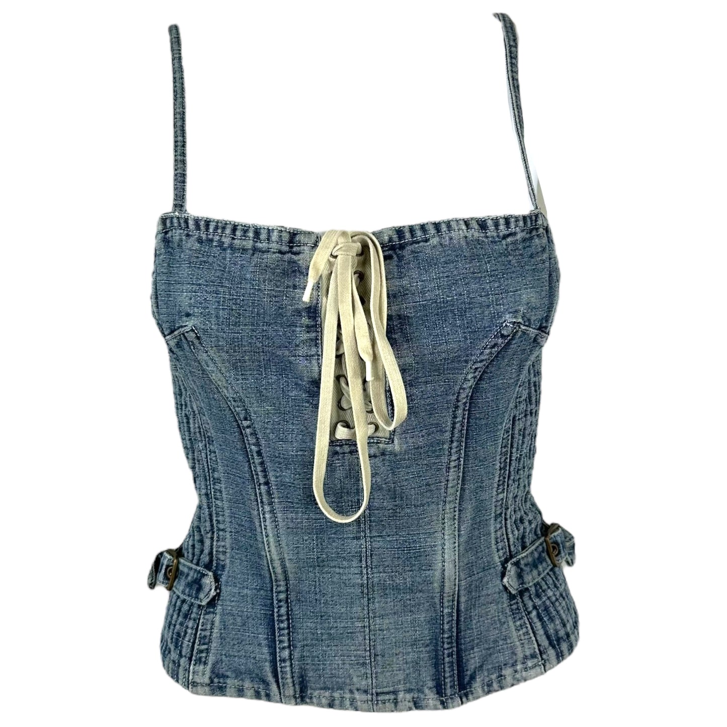D&G Dolce & Gabbana Denim Lace Up Bustier Top