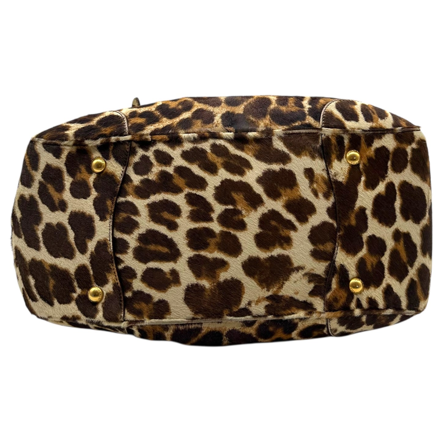 Prada Leopard Print Ponyhair Oversized Bowler Bag