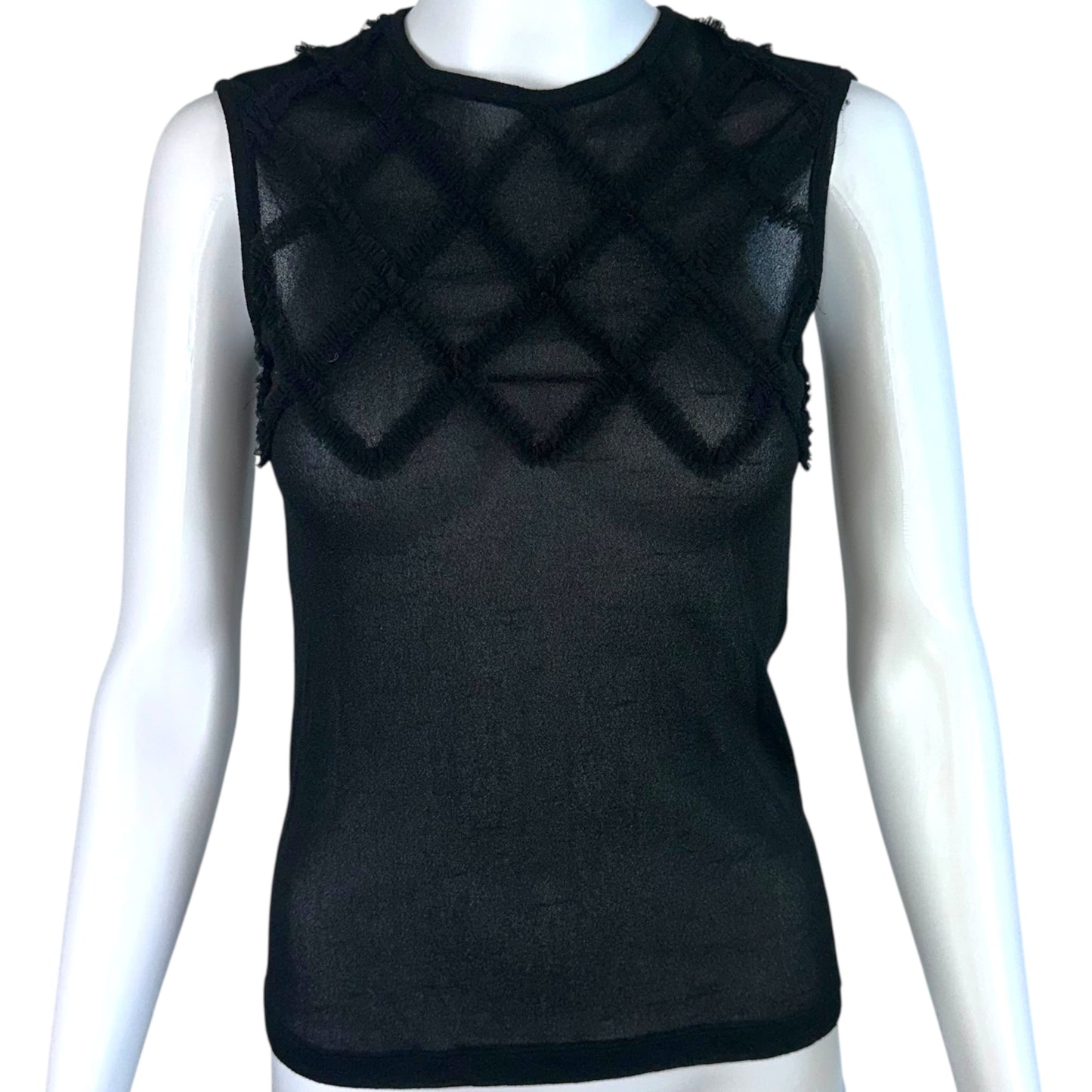 Jean Paul Gaultier Black Ruffle Aqqlique Tank Top