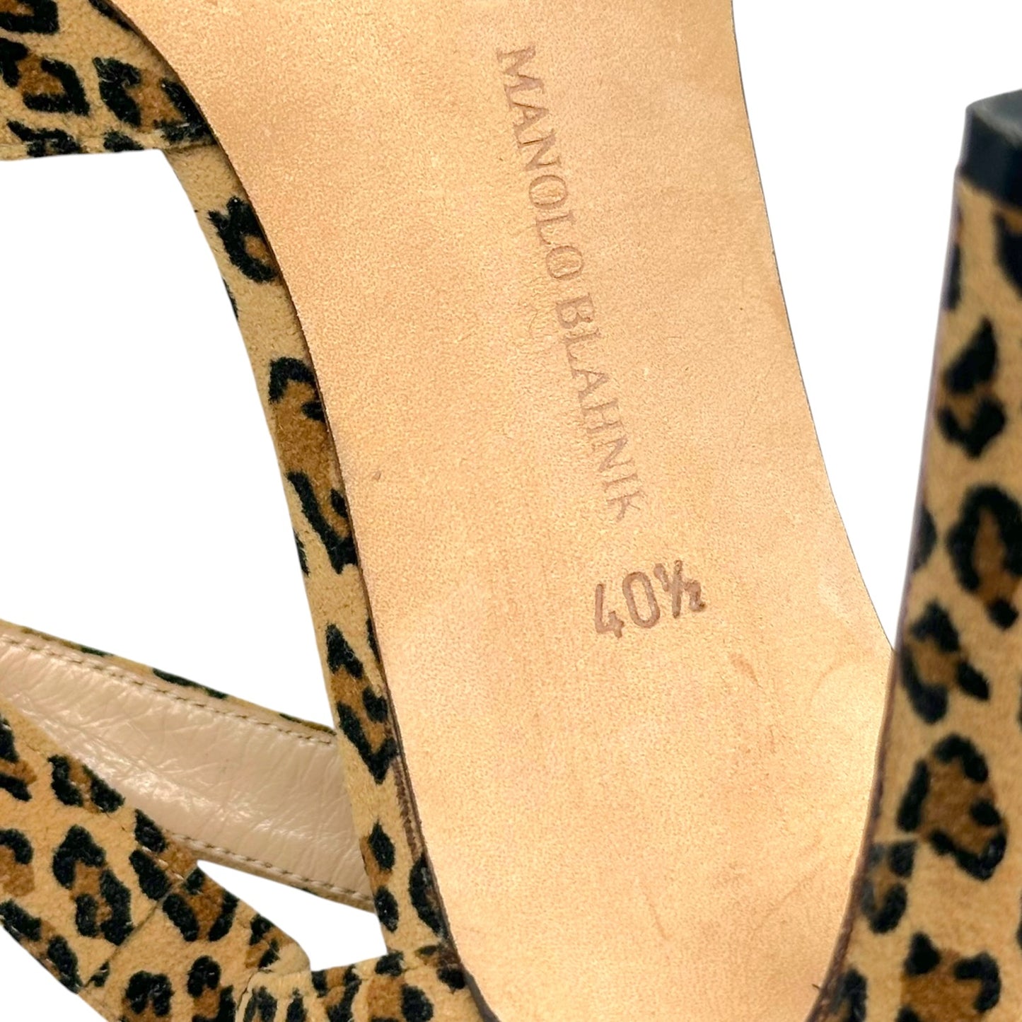 Manolo Blahnik Leopard Print Suede Sandal Heels