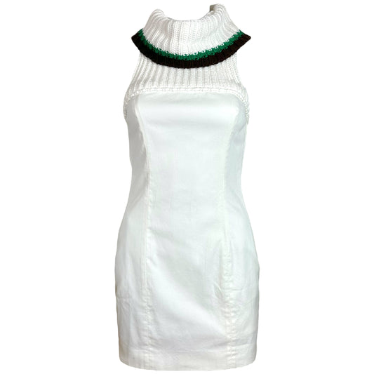 Dsquared2 Ivory Sleeveless Turtleneck Mini Dress