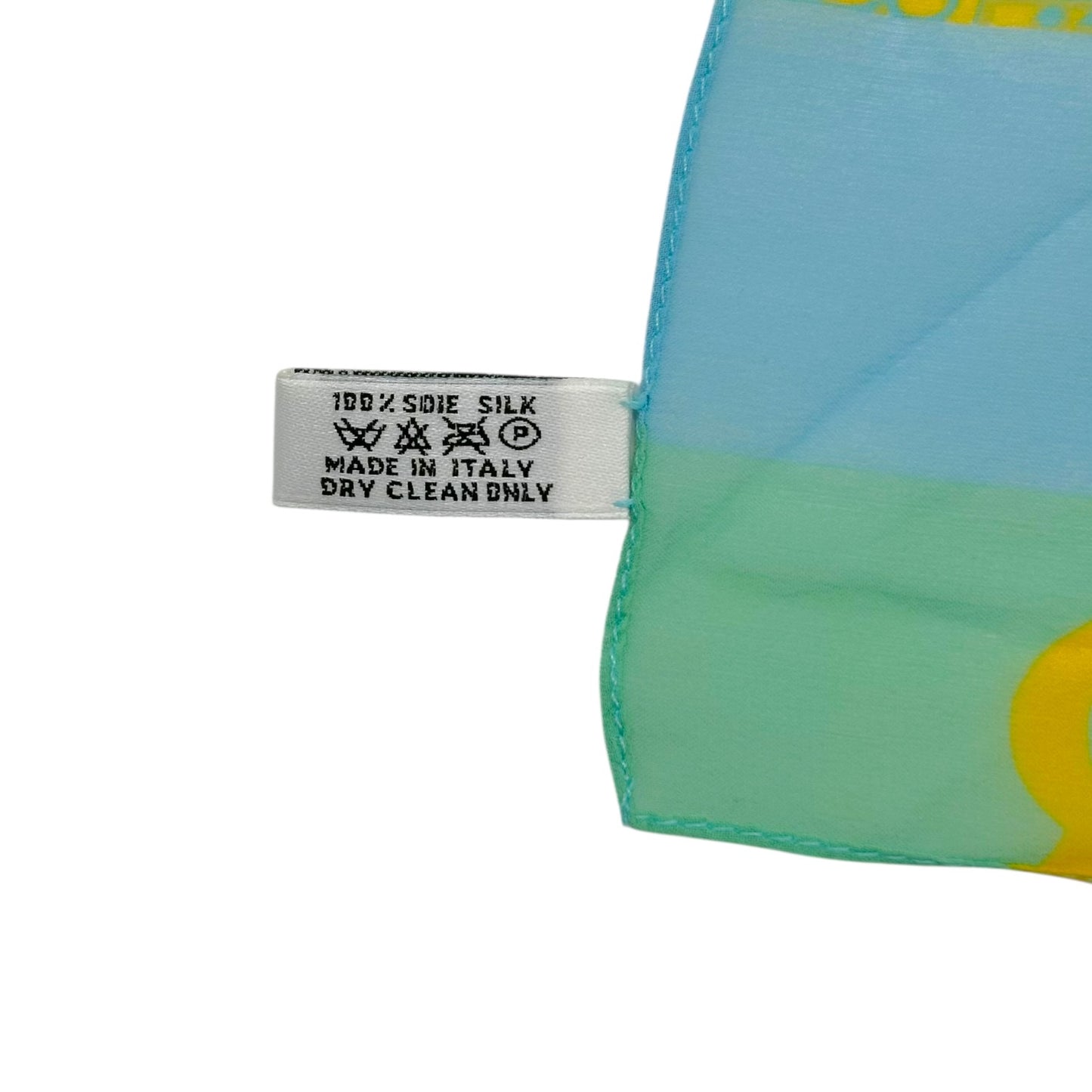 Christian Dior Turquoise & Yellow Logo Print Silk Scarf