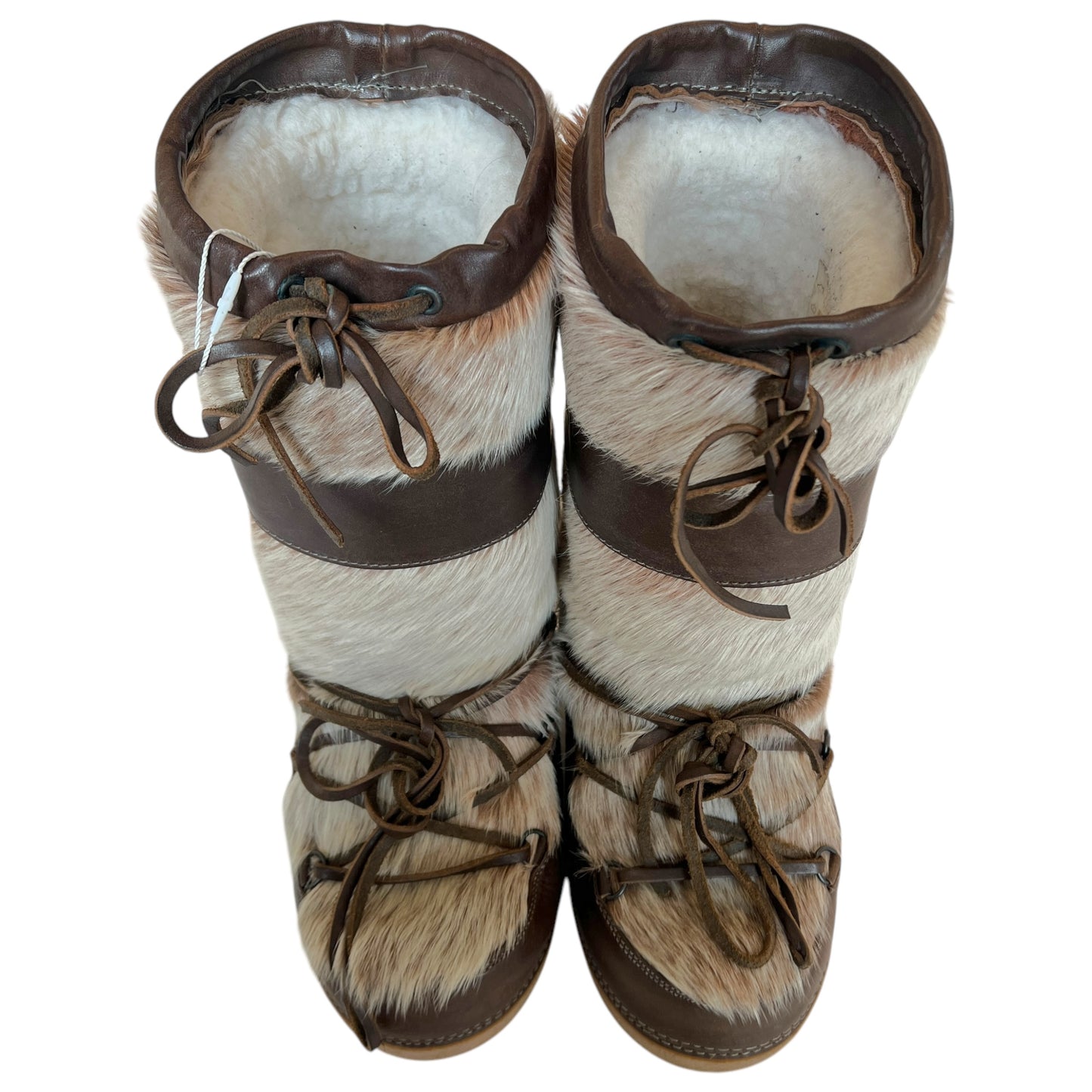Chloé Brown Leather & Fur Moon Boots