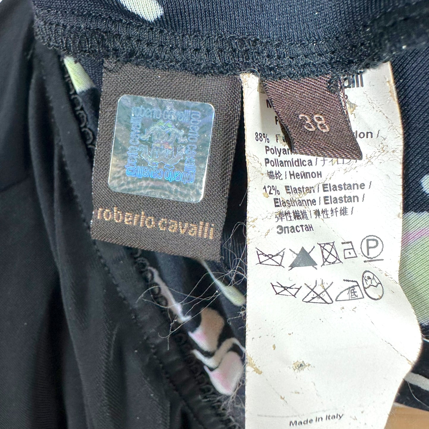Roberto Cavalli Black Floral Snake Charm Top