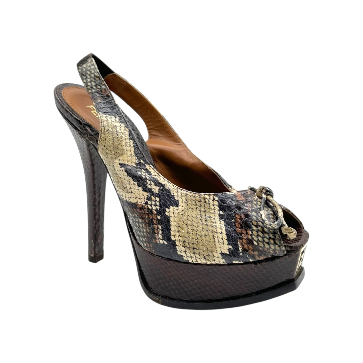 Fendi Python Peep-Toe Platform Heels