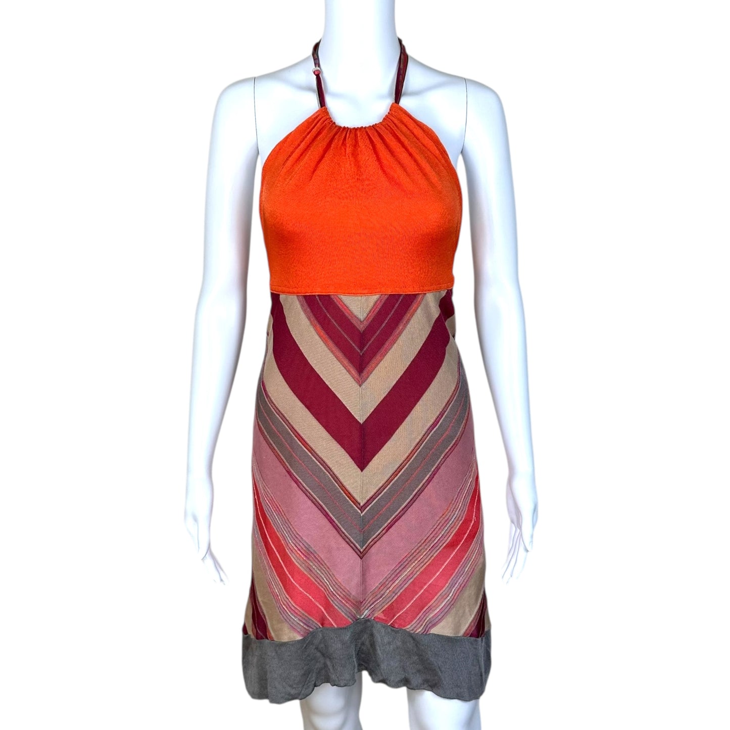 Missoni Pink & Orange Knit Halter Mini Dress