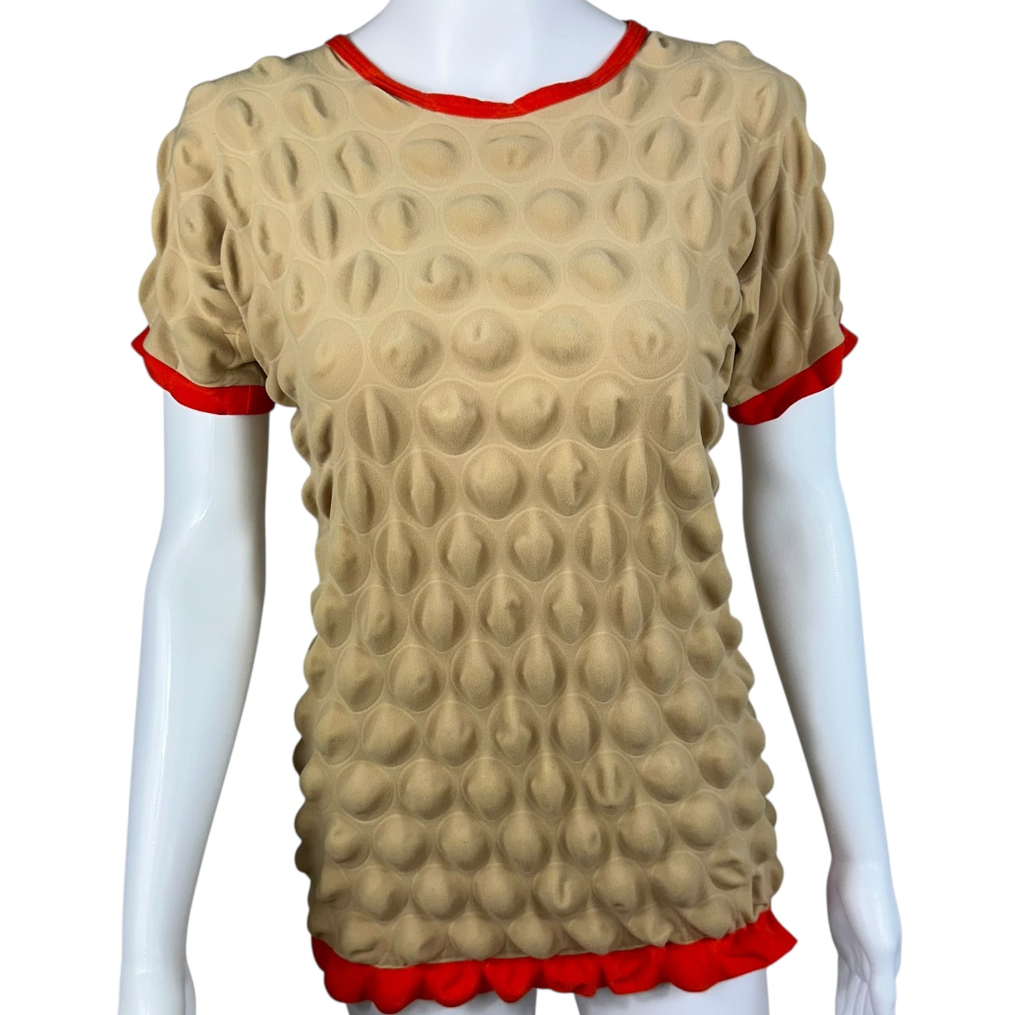 Issey Miyake F/W 2000 Beige & Orange Egg Carton T-Shirt